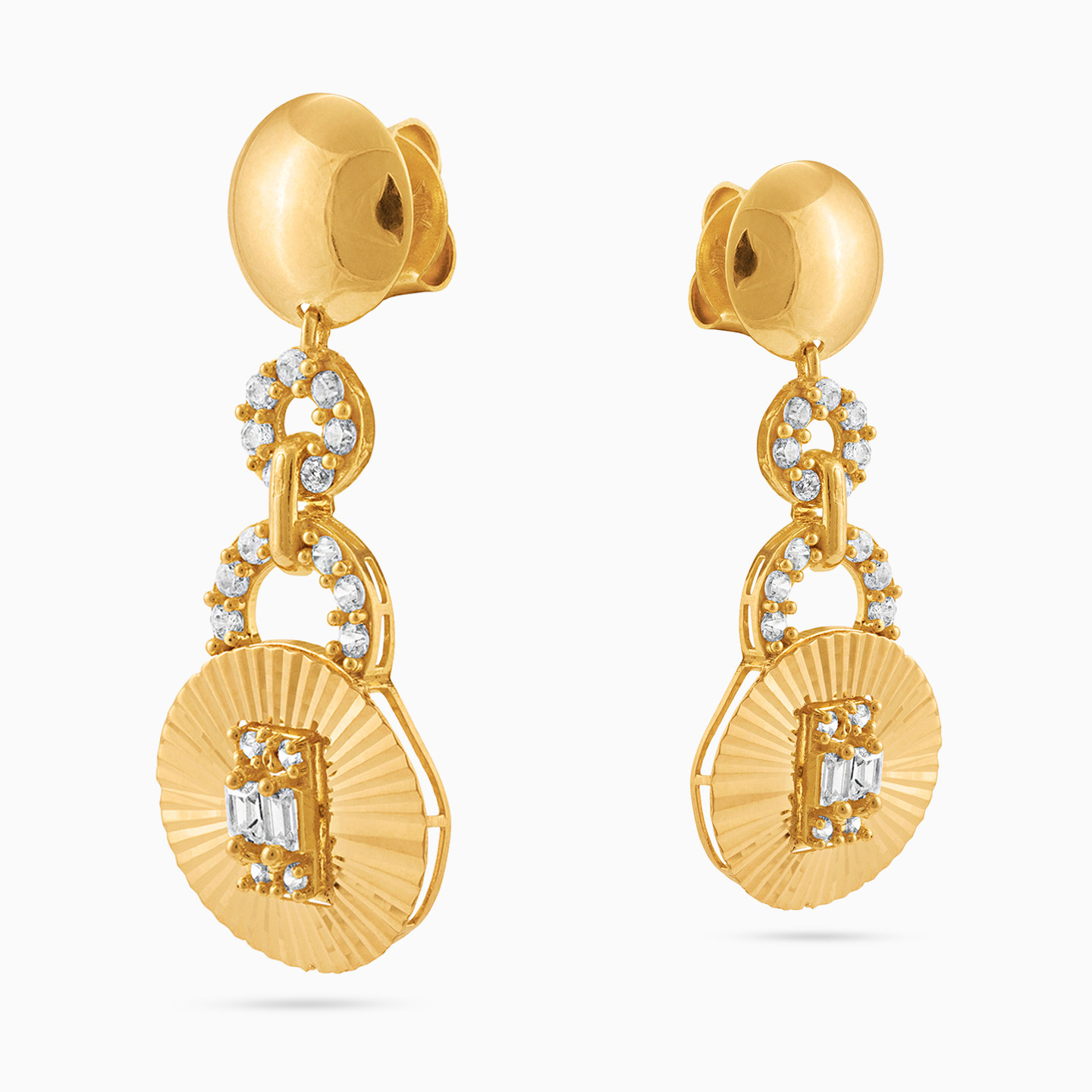 21K Gold Cubic Zirconia Drop Earrings - 3