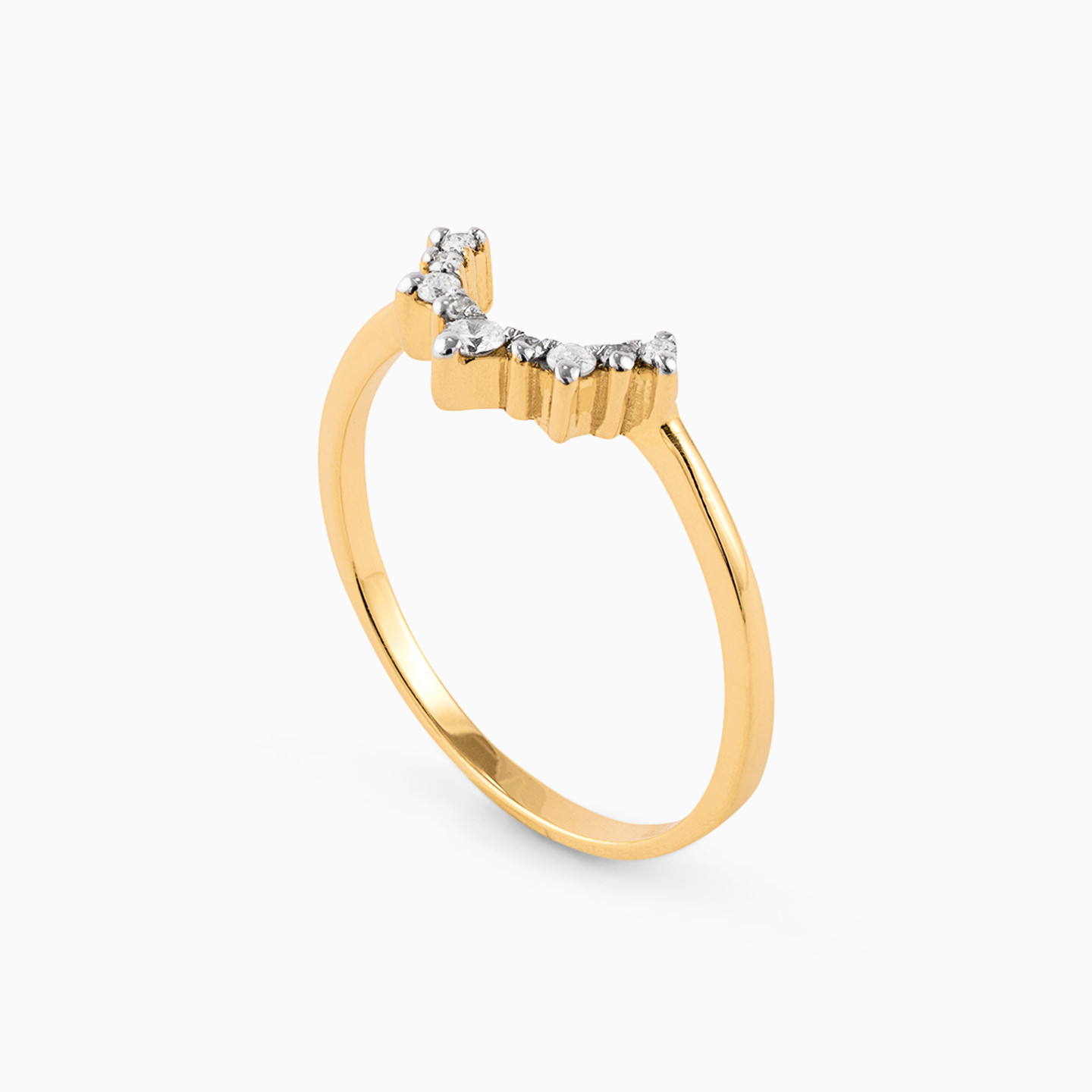 Semi-circle Diamond Ring in 18K Gold - 2 Semi-circle Diamond Ring in 18K Gold - 2