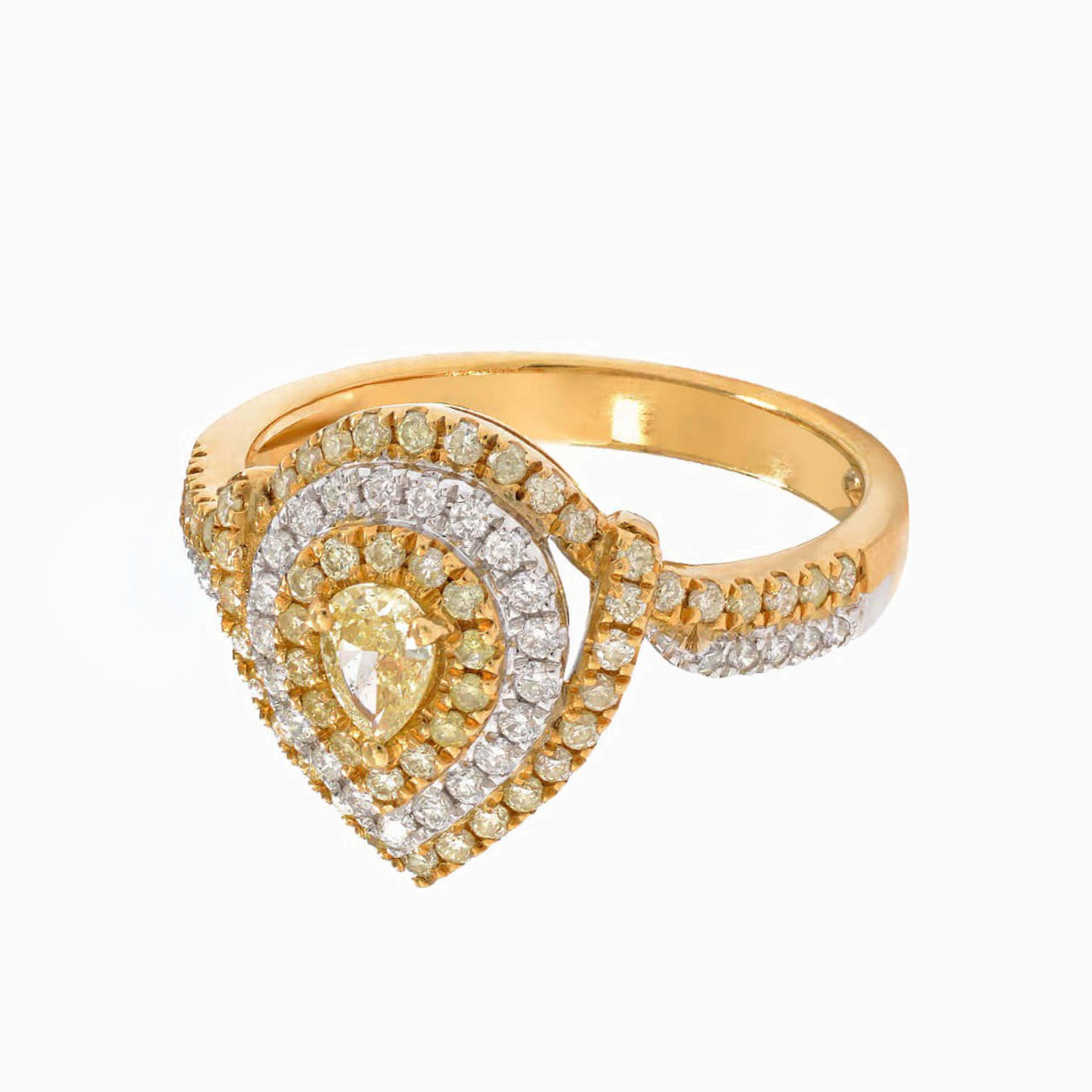 Pear Diamond Ring in 18K Gold - 2 Pear Diamond Ring in 18K Gold - 2