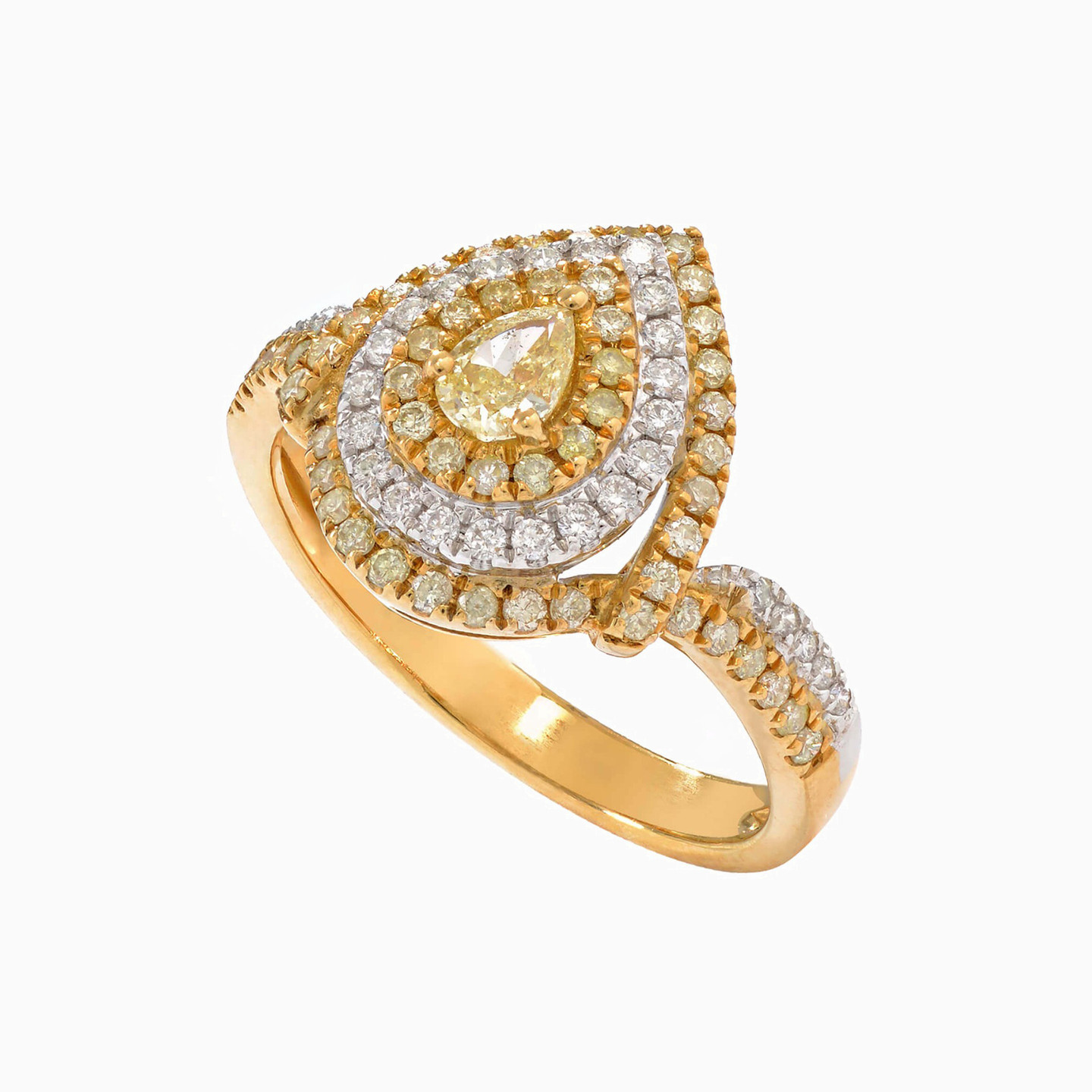 Pear Diamond Ring in 18K Gold - 3 Pear Diamond Ring in 18K Gold - 3