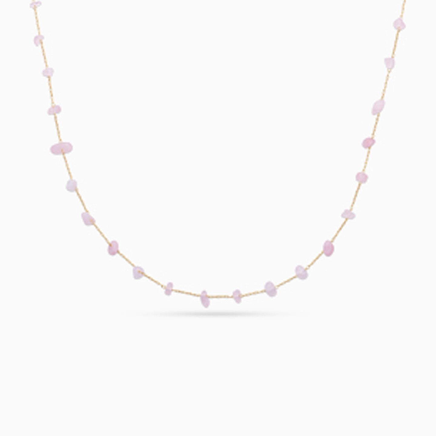 سلسلة مطلية بالذهب متعددة الأشكال مزينة بحجر وردي سلسلة مطلية بالذهب متعددة الأشكال مزينة بحجر وردي