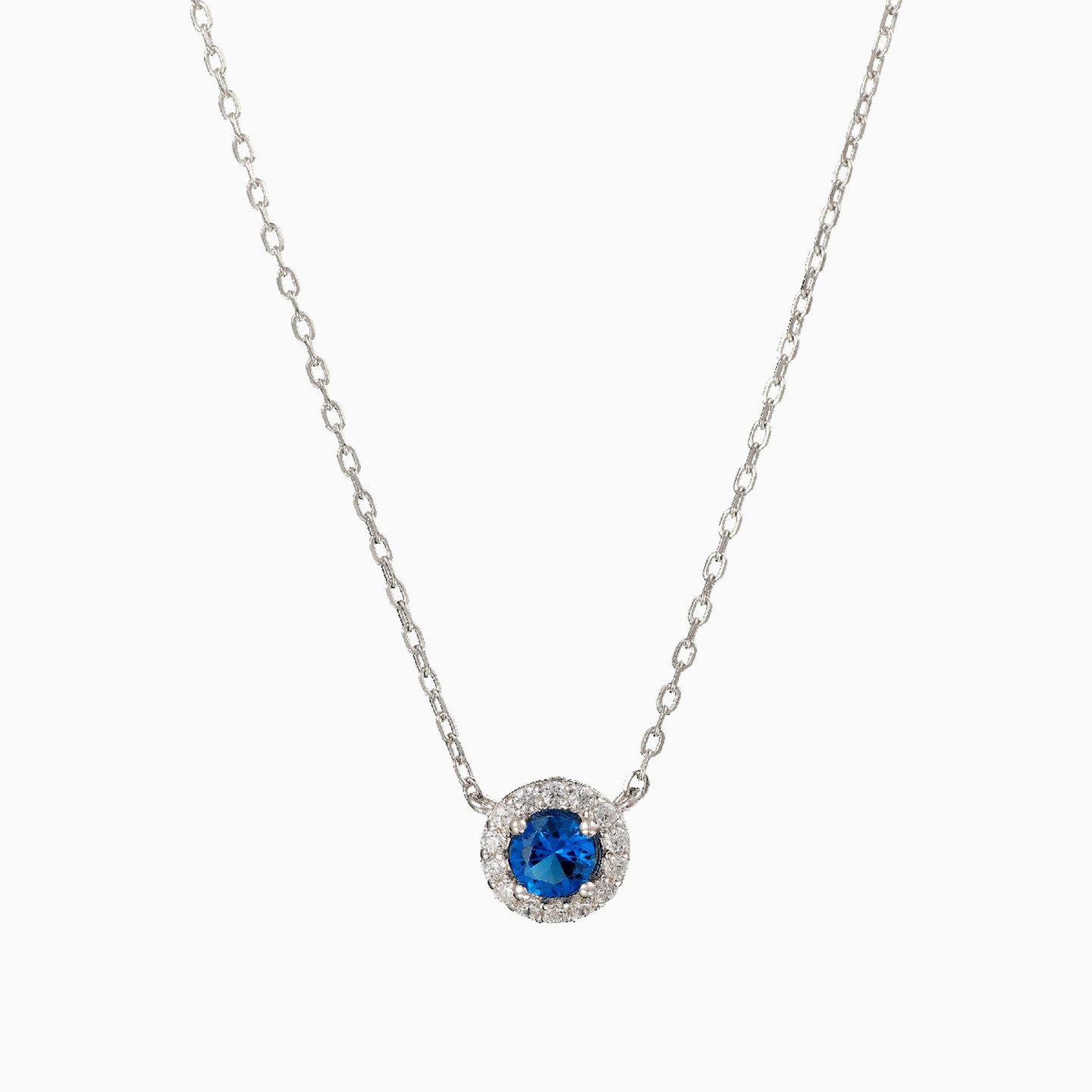 Circle Blue Stone Sterling Silver Necklace - 2 Circle Blue Stone Sterling Silver Necklace - 2
