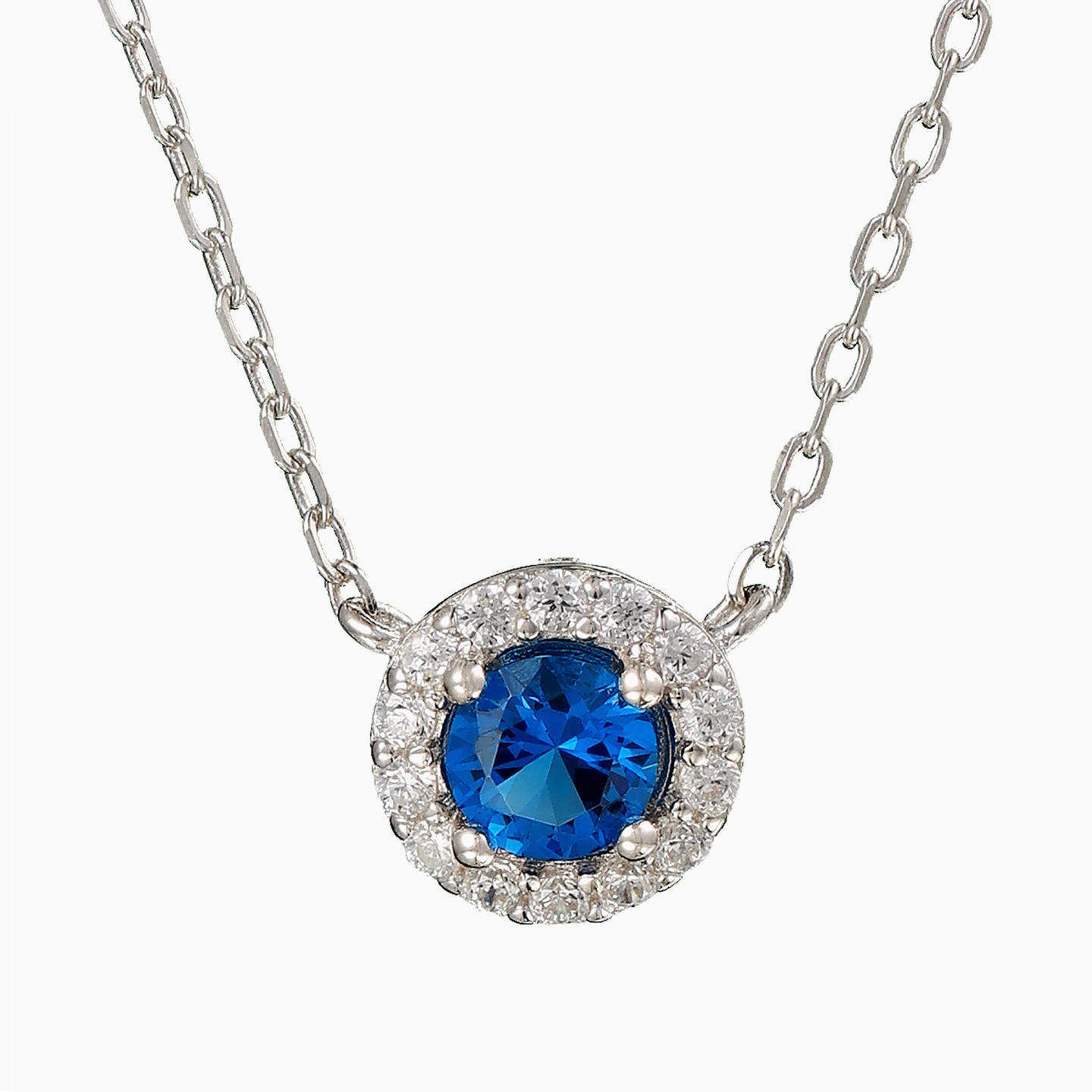 Circle Blue Stone Sterling Silver Necklace Circle Blue Stone Sterling Silver Necklace