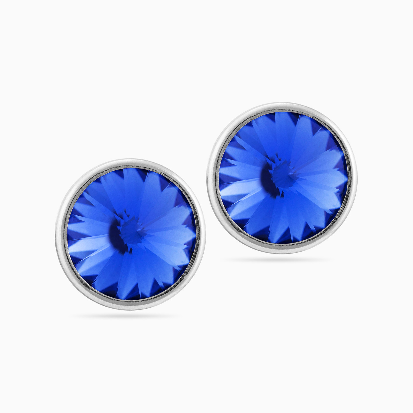 Circle Blue Stone Sterling Silver Stud Earrings Circle Blue Stone Sterling Silver Stud Earrings