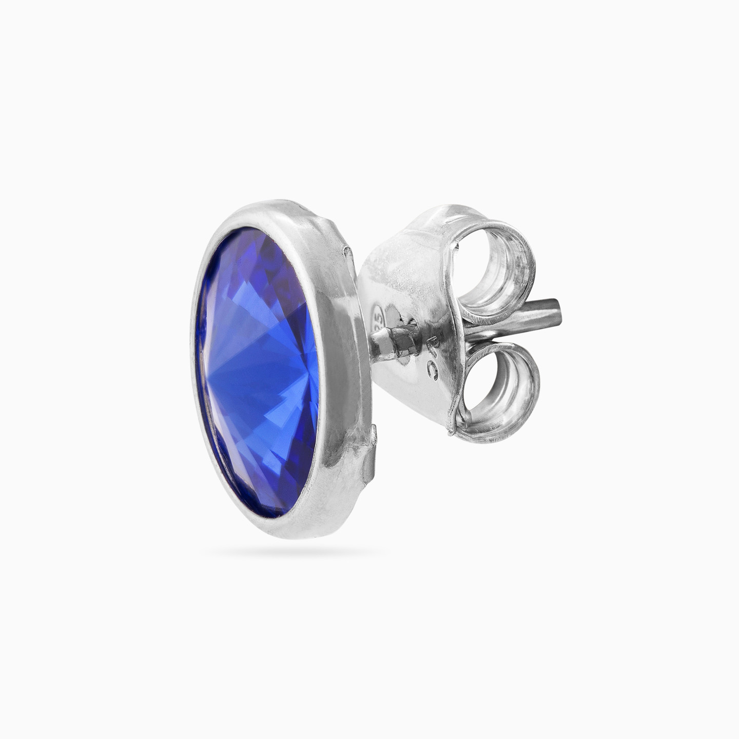 Circle Blue Stone Sterling Silver Stud Earrings - 3 Circle Blue Stone Sterling Silver Stud Earrings - 3