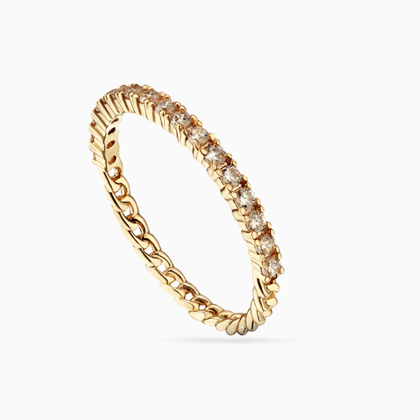 Circle Cubic Zirconia Gold Plated Eternity Ring - 2 Circle Cubic Zirconia Gold Plated Eternity Ring - 2