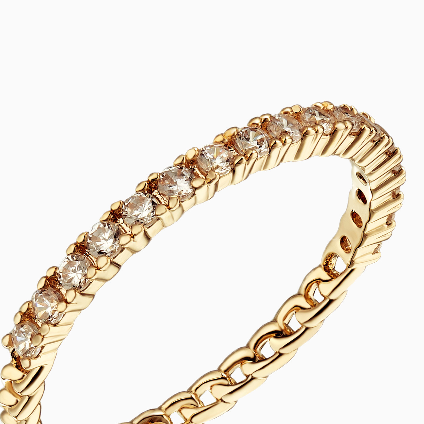 Circle Cubic Zirconia Gold Plated Eternity Ring - 3 Circle Cubic Zirconia Gold Plated Eternity Ring - 3