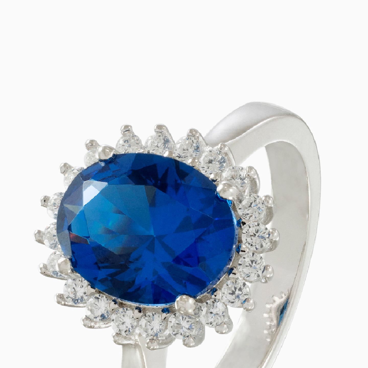 Oval Blue Stone Sterling Silver Ring (Size 12) - 2 Oval Blue Stone Sterling Silver Ring (Size 12) - 2