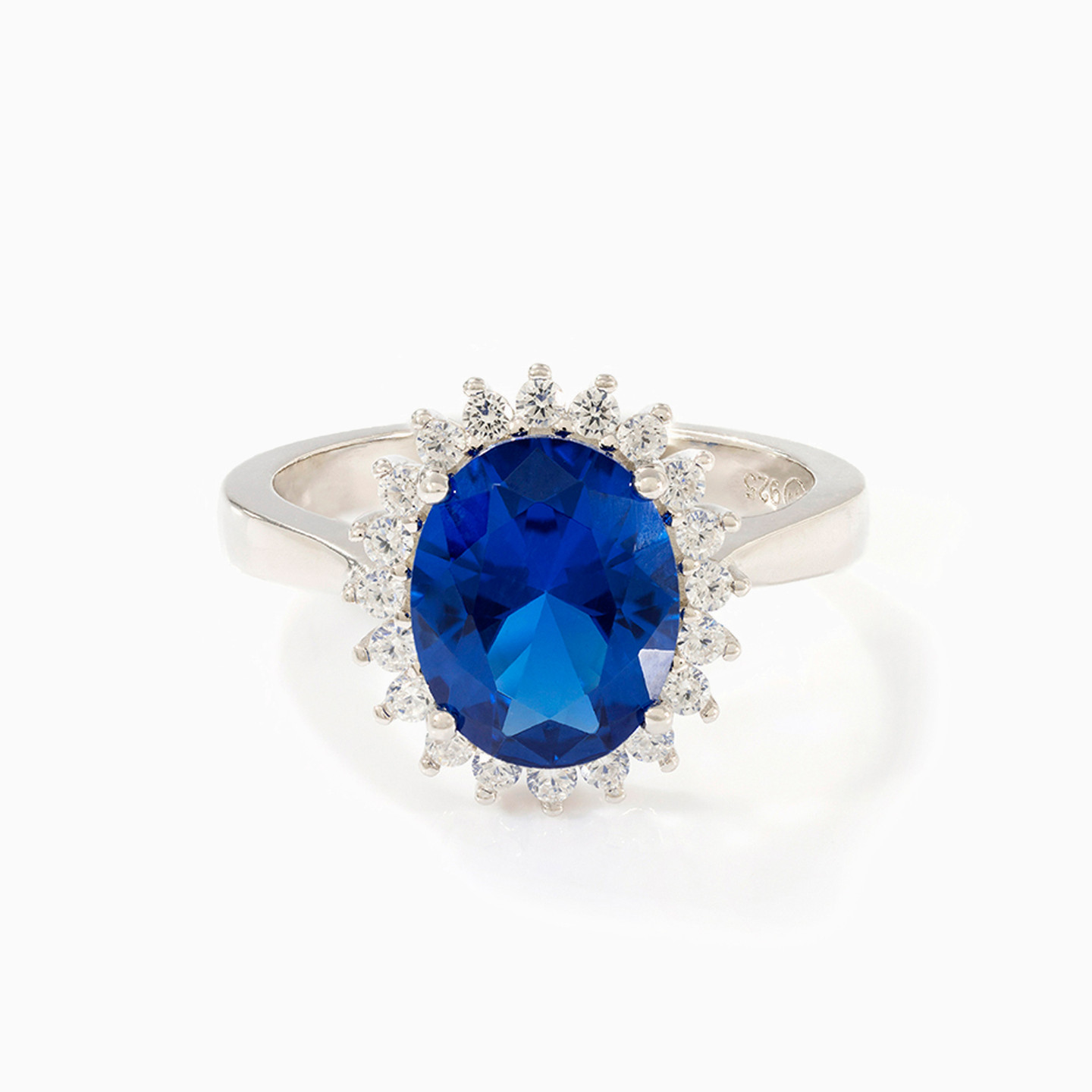 Oval Blue Stone Sterling Silver Ring (Size 12) Oval Blue Stone Sterling Silver Ring (Size 12)