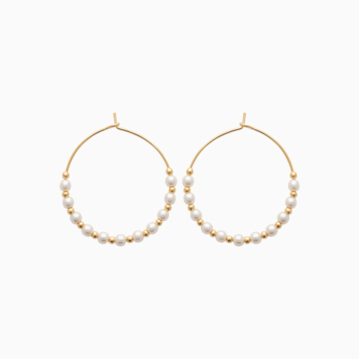 Circle Pearl Gold Plated Hoop Earrings Circle Pearl Gold Plated Hoop Earrings