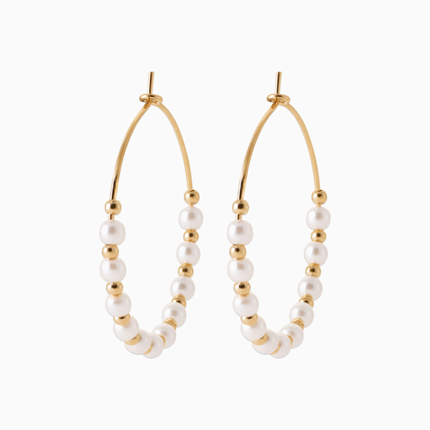 Circle Pearl Gold Plated Hoop Earrings - 3 Circle Pearl Gold Plated Hoop Earrings - 3