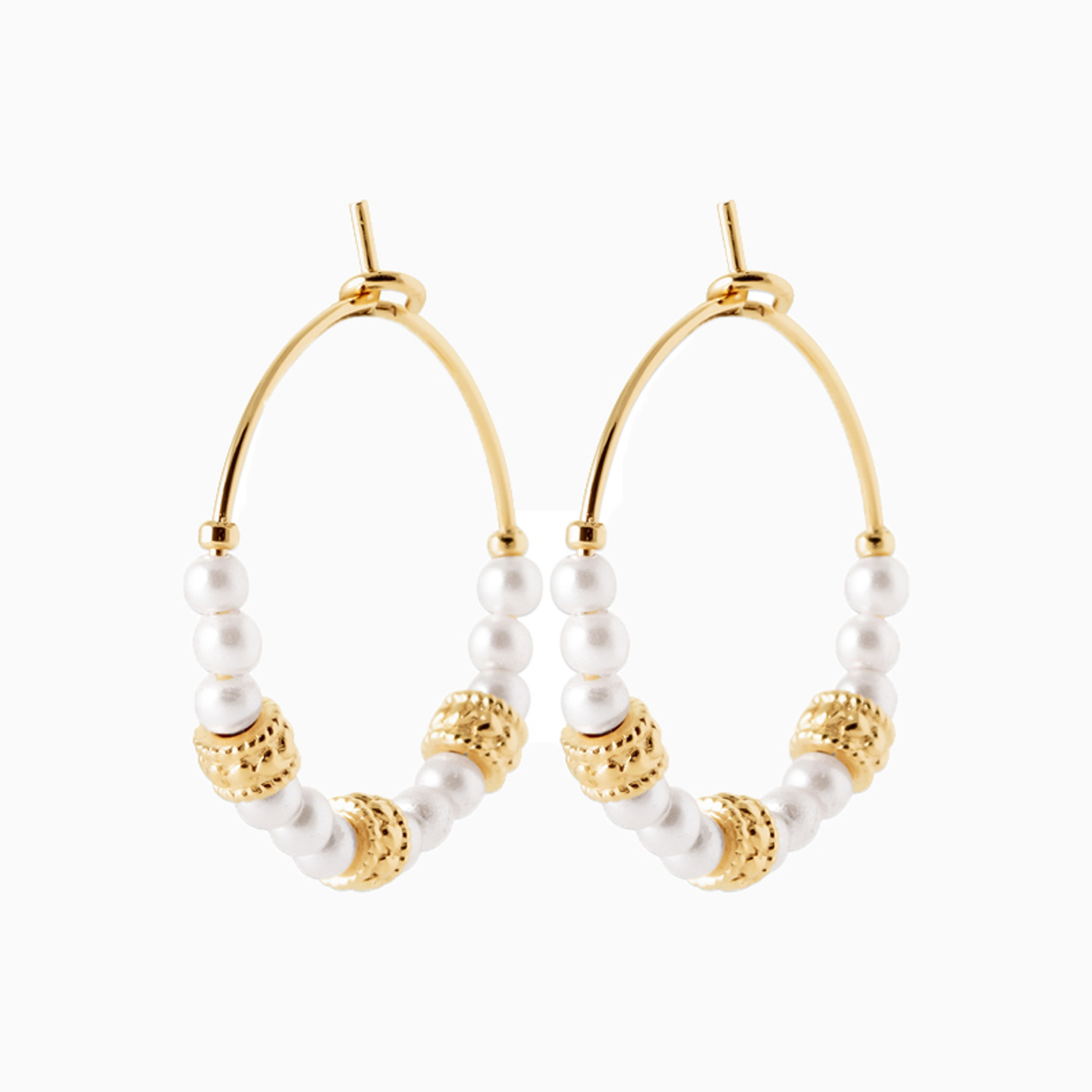 Circle Pearl Gold Plated Hoop Earrings Circle Pearl Gold Plated Hoop Earrings