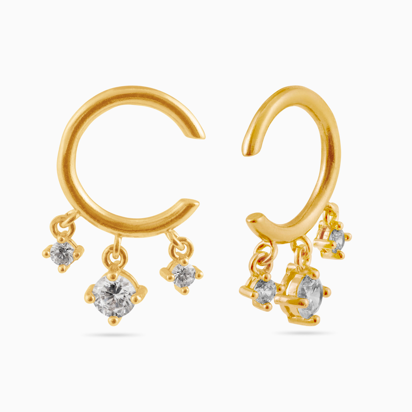 Gold Plated Cubic Zirconia Cuff Earring - 2