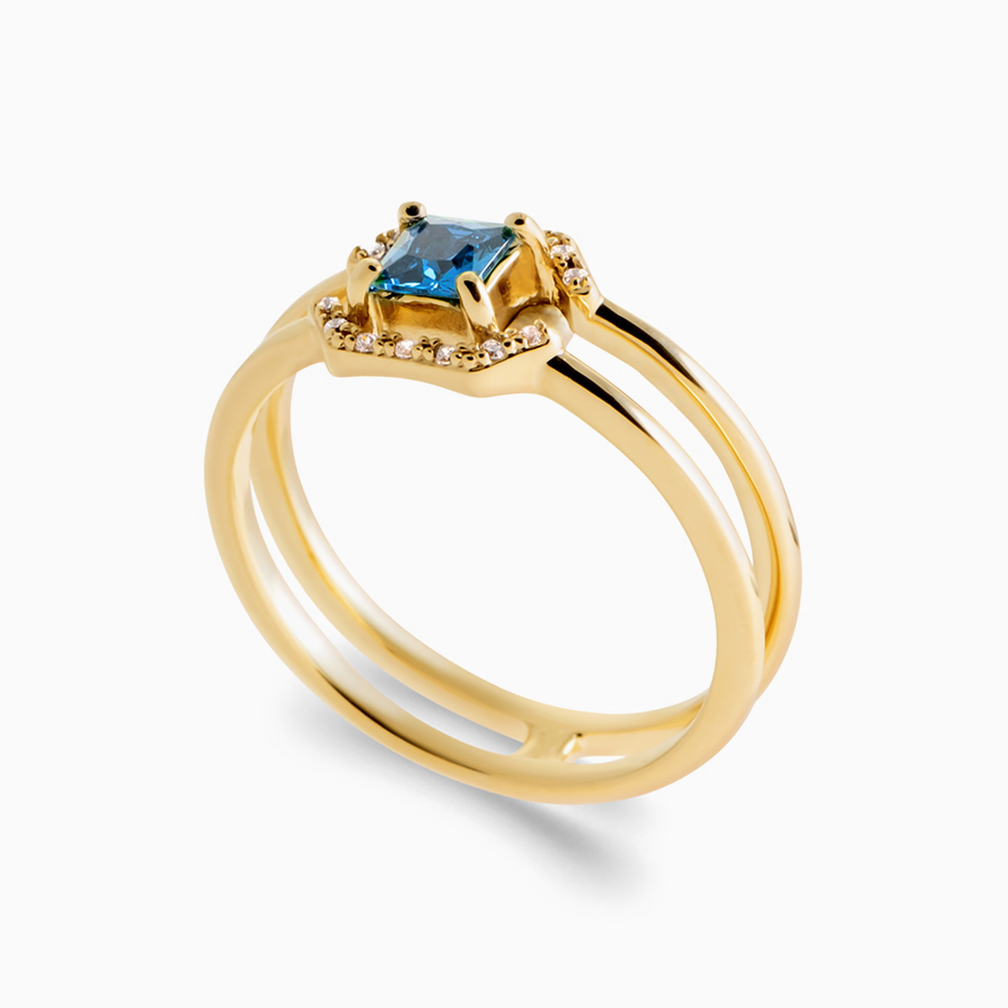 Square Blue Stone Gold Plated Ring Square Blue Stone Gold Plated Ring