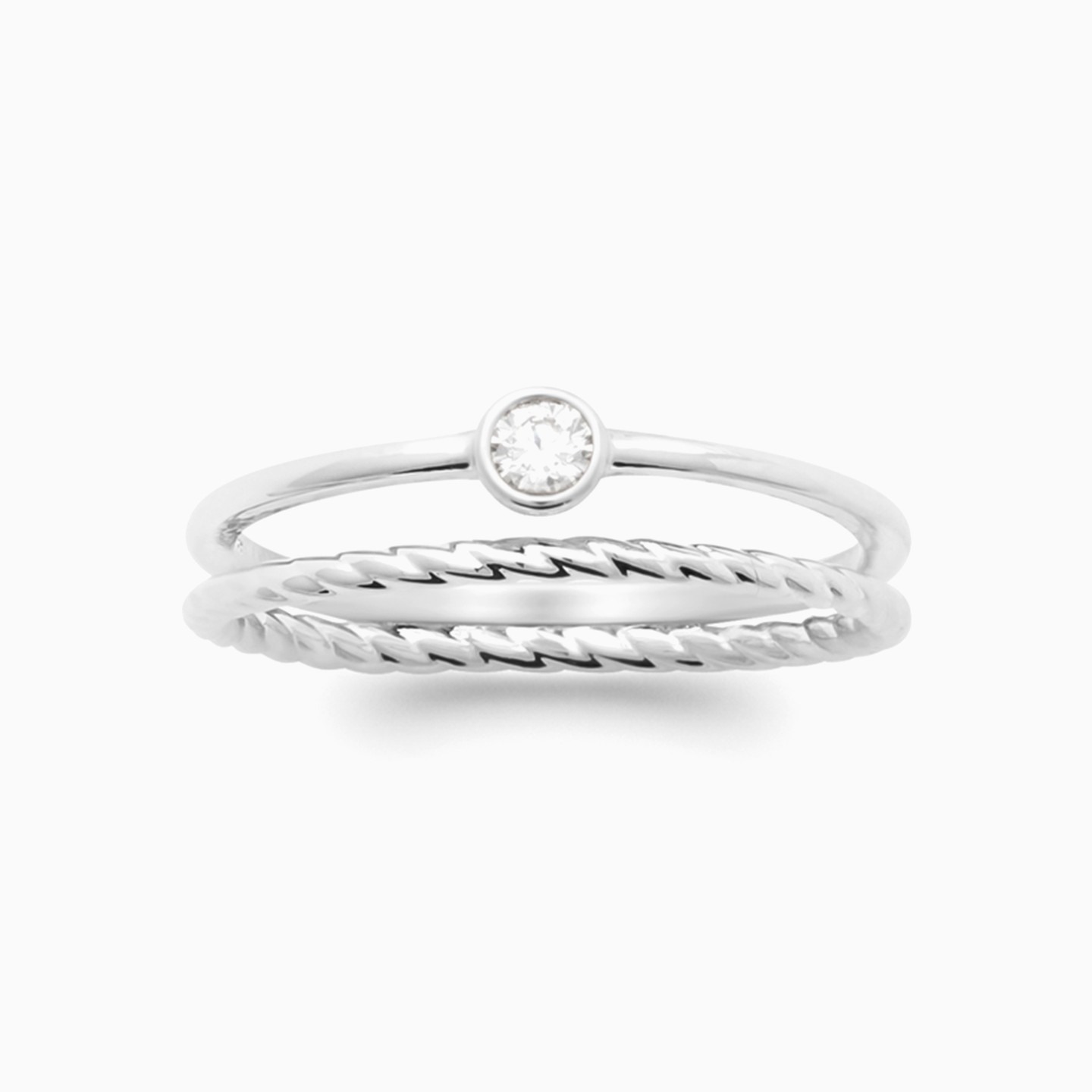 Layered Clear Stone Sterling Silver Ring Layered Clear Stone Sterling Silver Ring