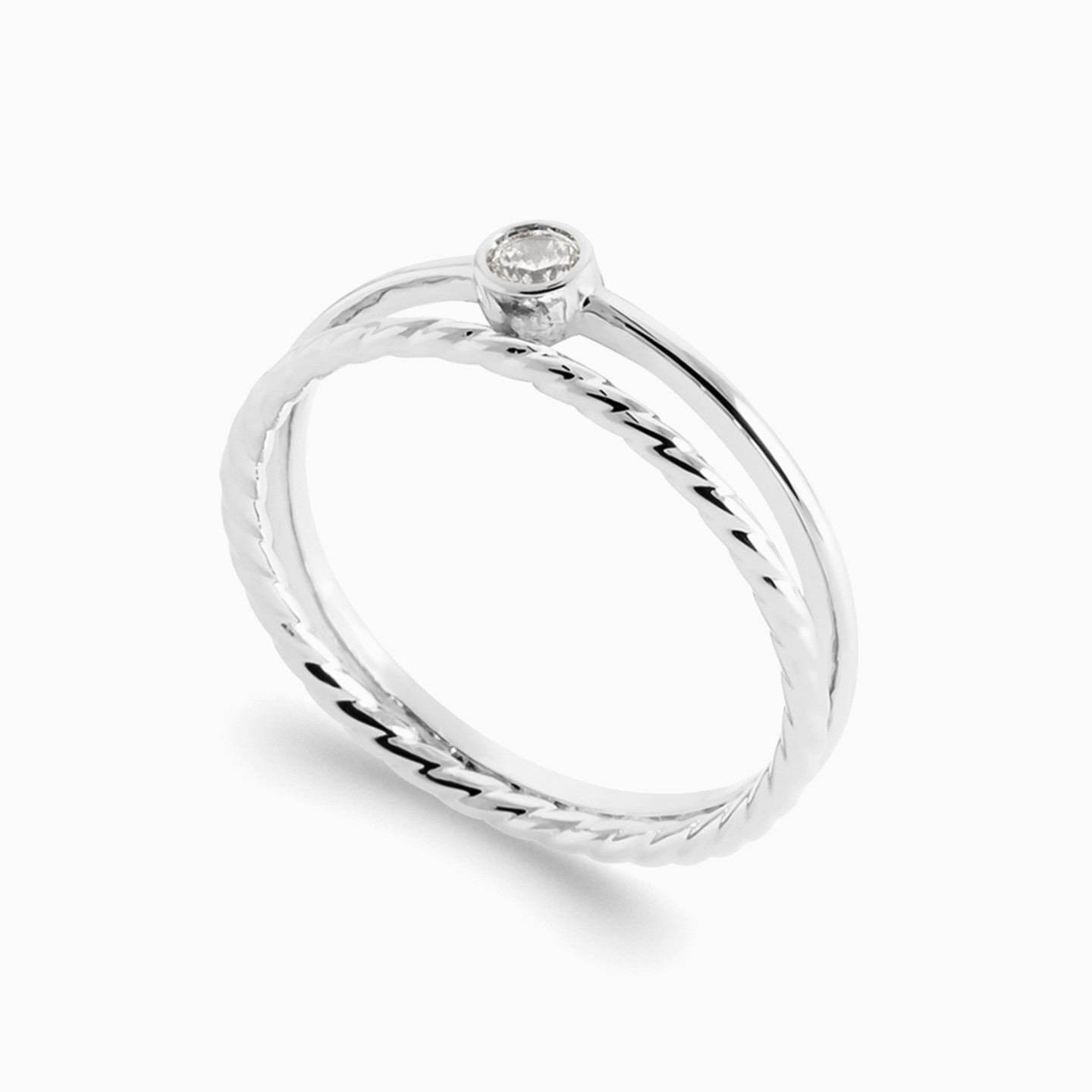Layered Clear Stone Sterling Silver Ring - 2 Layered Clear Stone Sterling Silver Ring - 2
