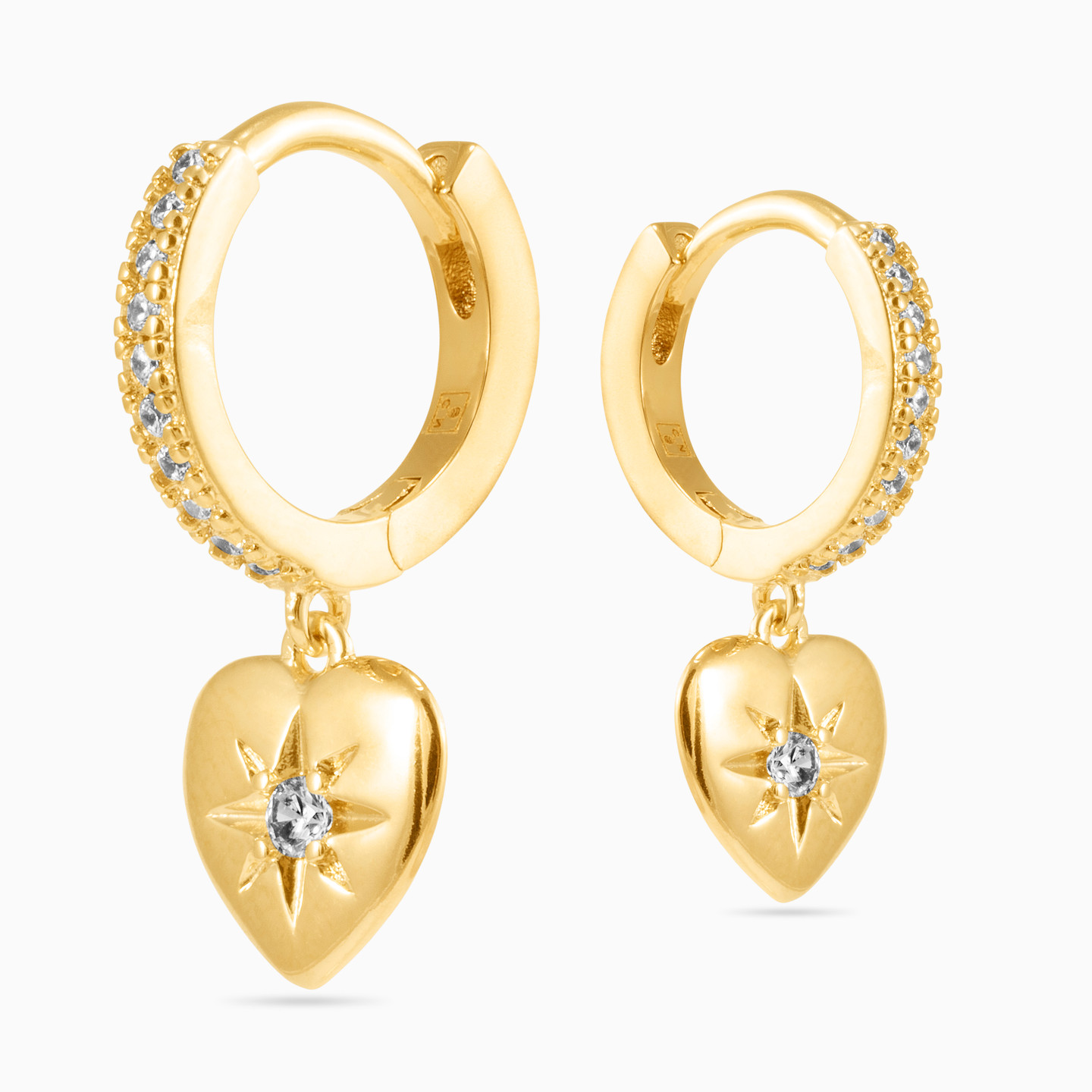 Gold Plated Cubic Zirconia Hoop Earrings - 3