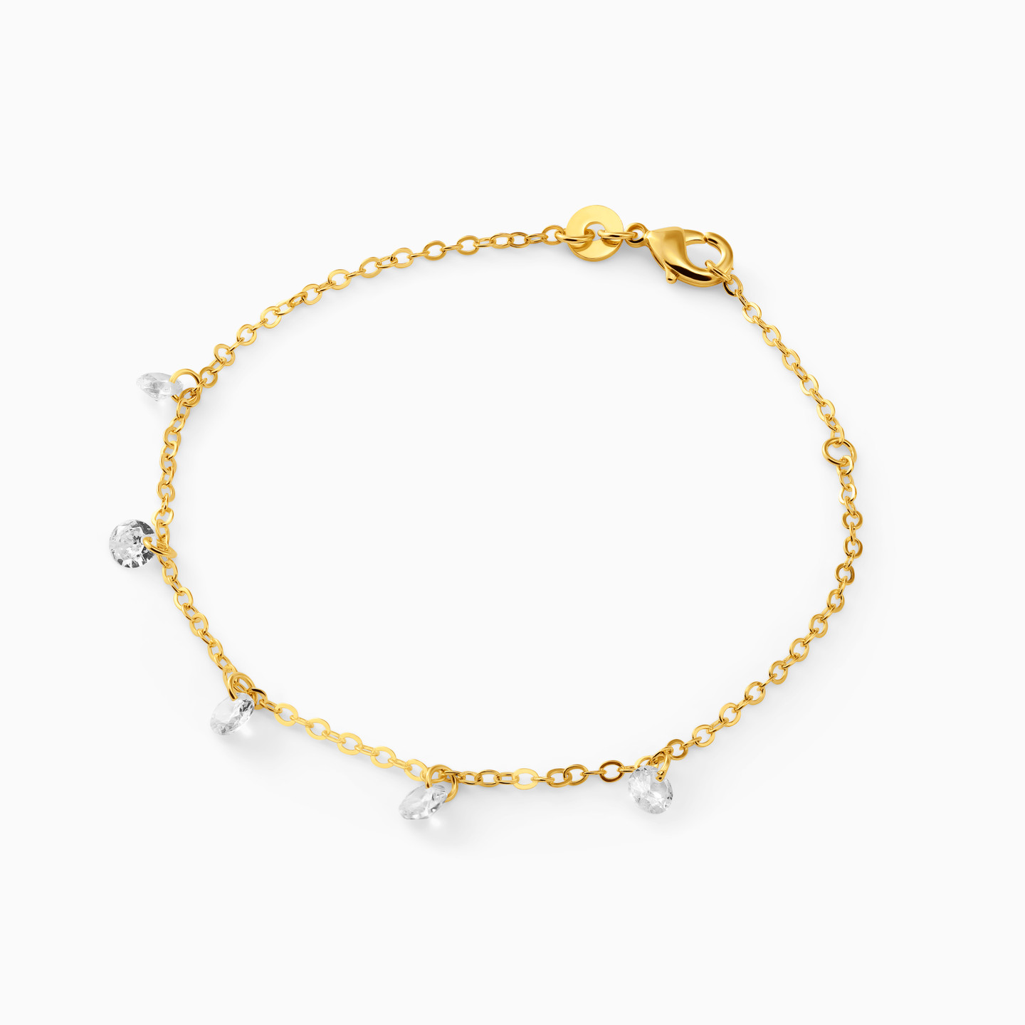 Gold Plated Cubic Zirconia Chain Bracelet - 2