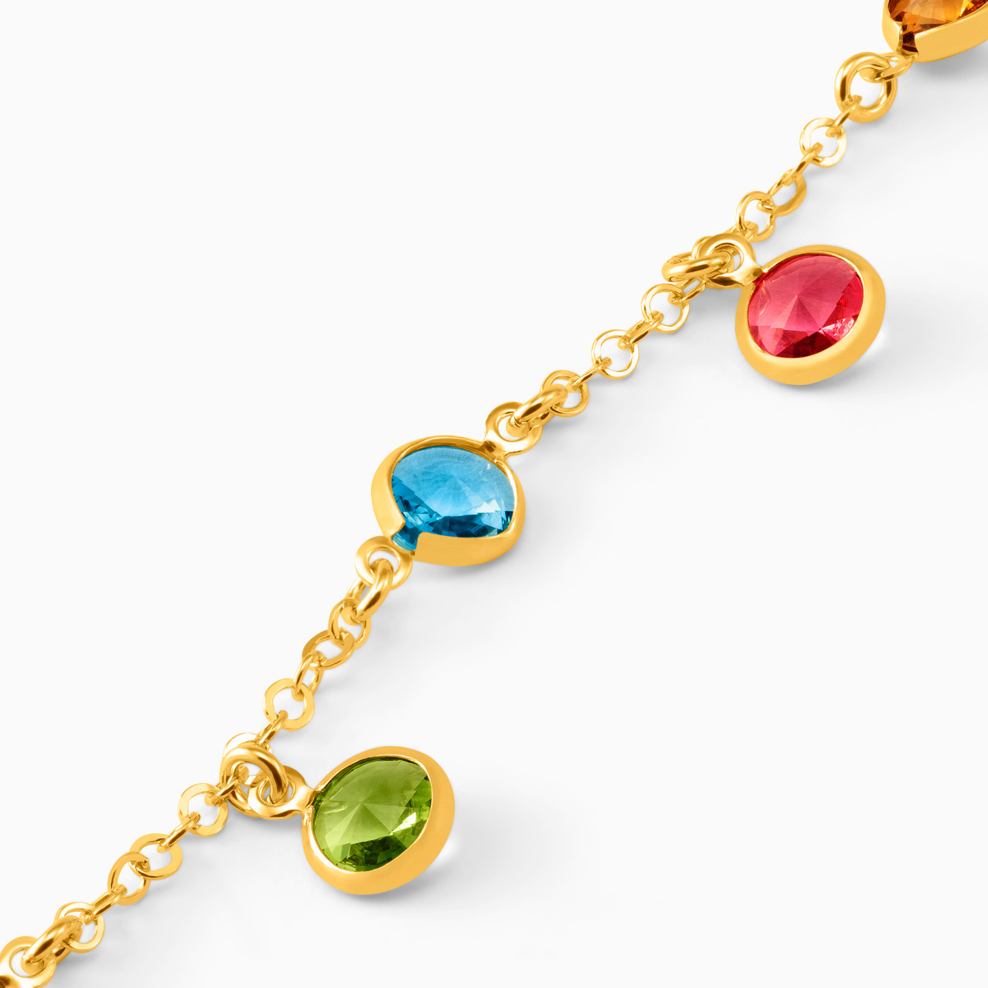 Gold Plated Colored Stones Chain Bracelet - 3