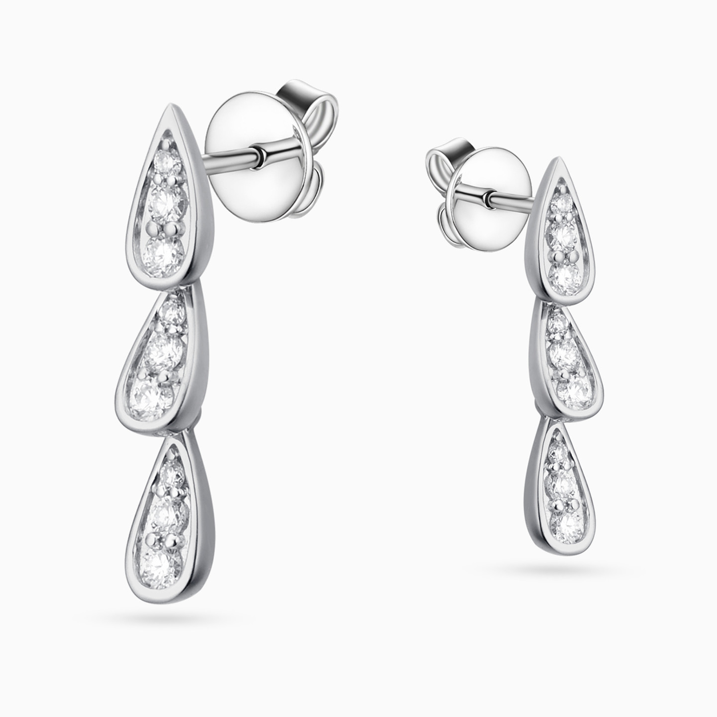 18K Gold Diamond Drop Earrings - 3