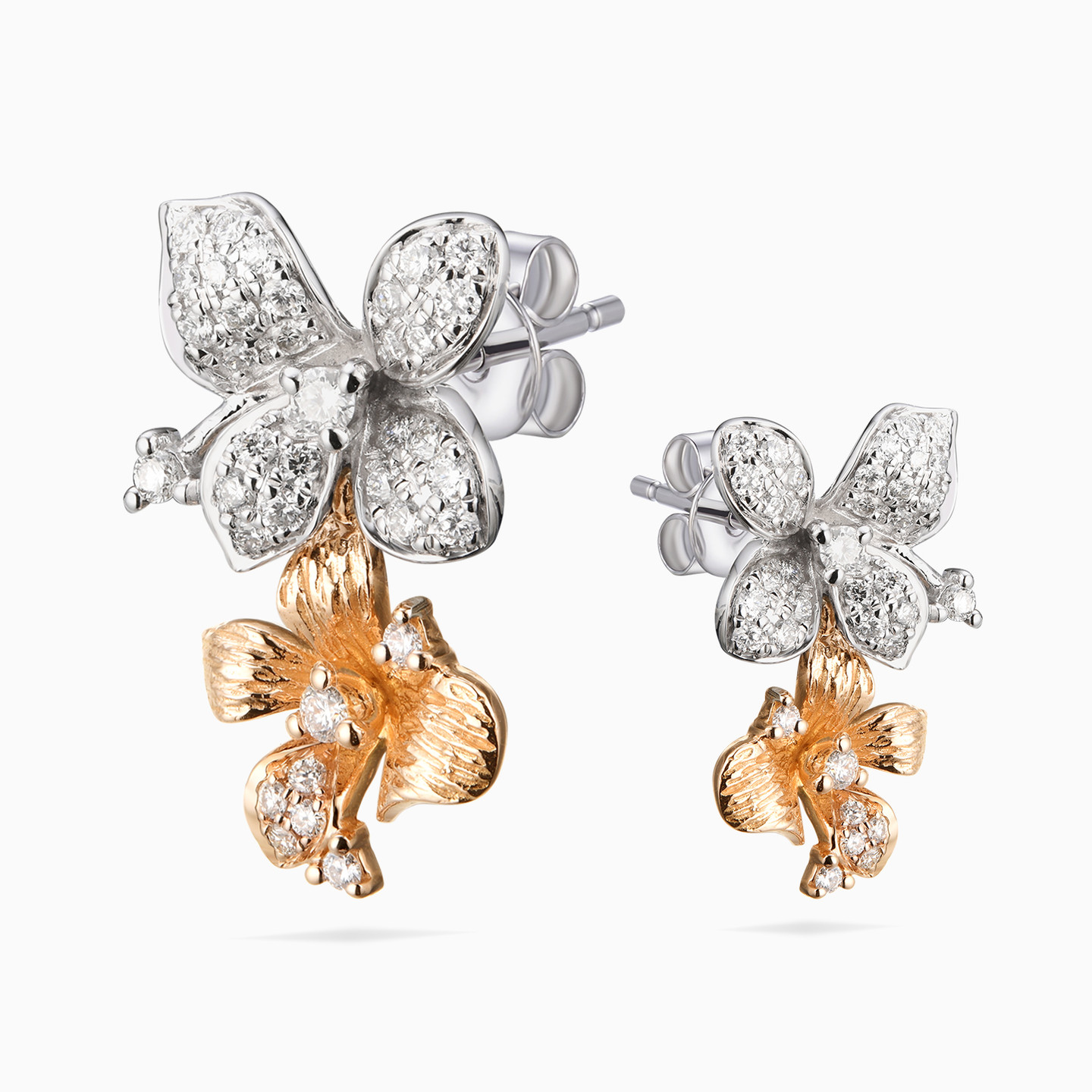 18K Gold Diamond Drop Earrings - 3