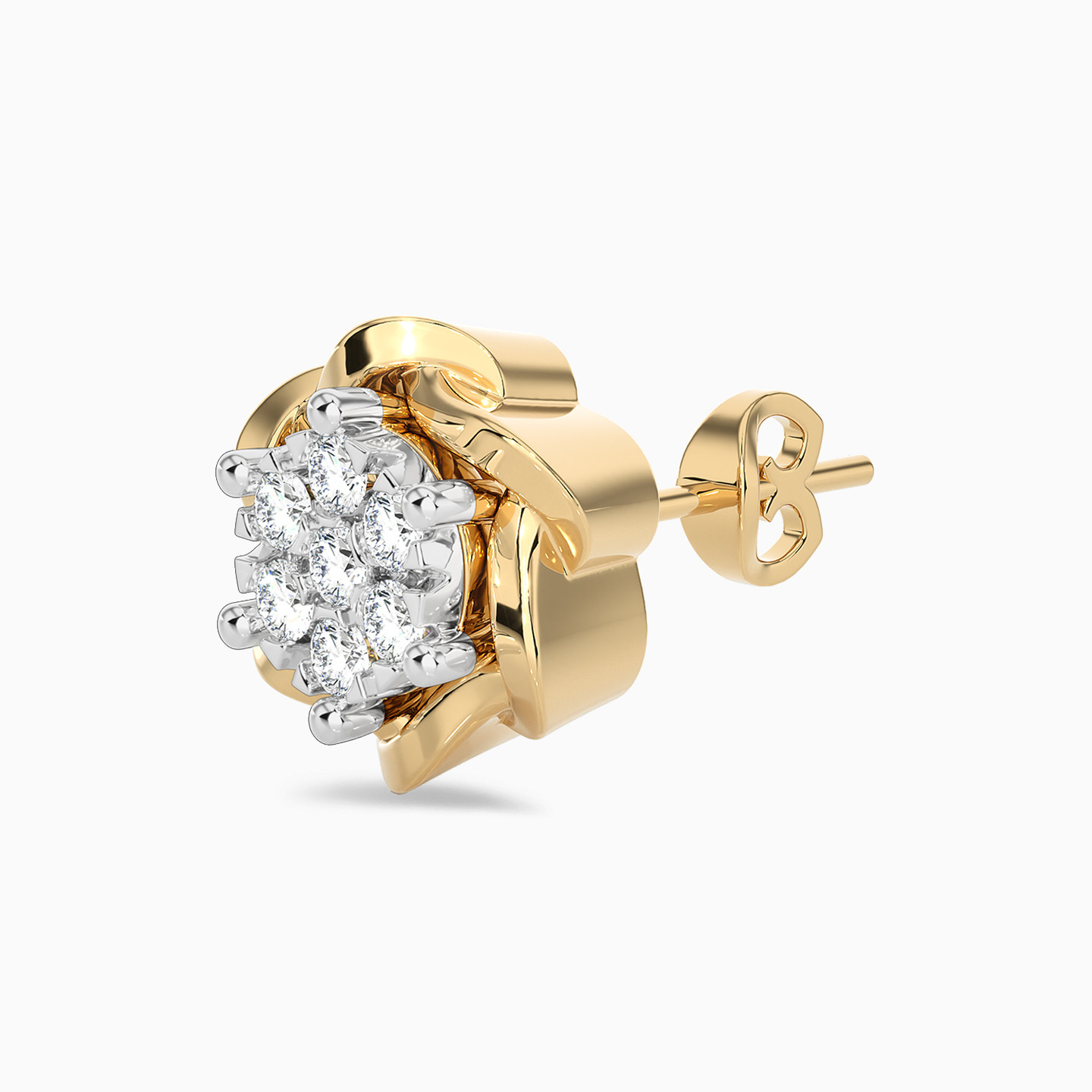 18K Gold Diamond Stud Earrings - 3