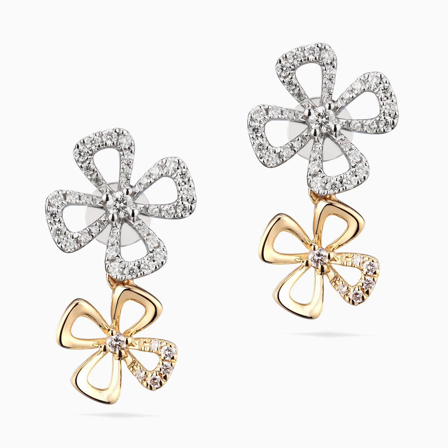 Flower Diamond Drop Earrings in 18K Gold
