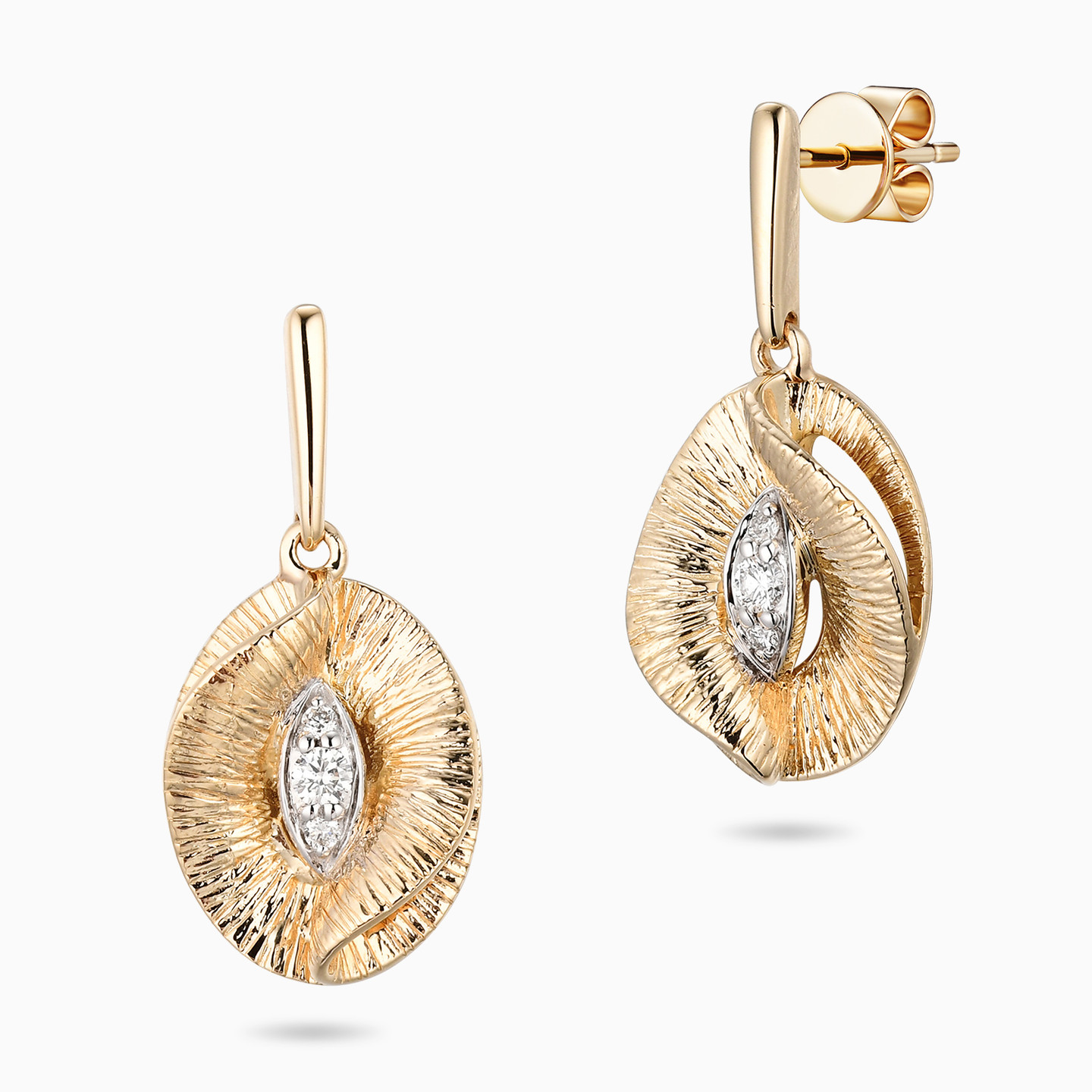 Oval Diamond Drop Earrings in 18K Gold - 2 Oval Diamond Drop Earrings in 18K Gold - 2