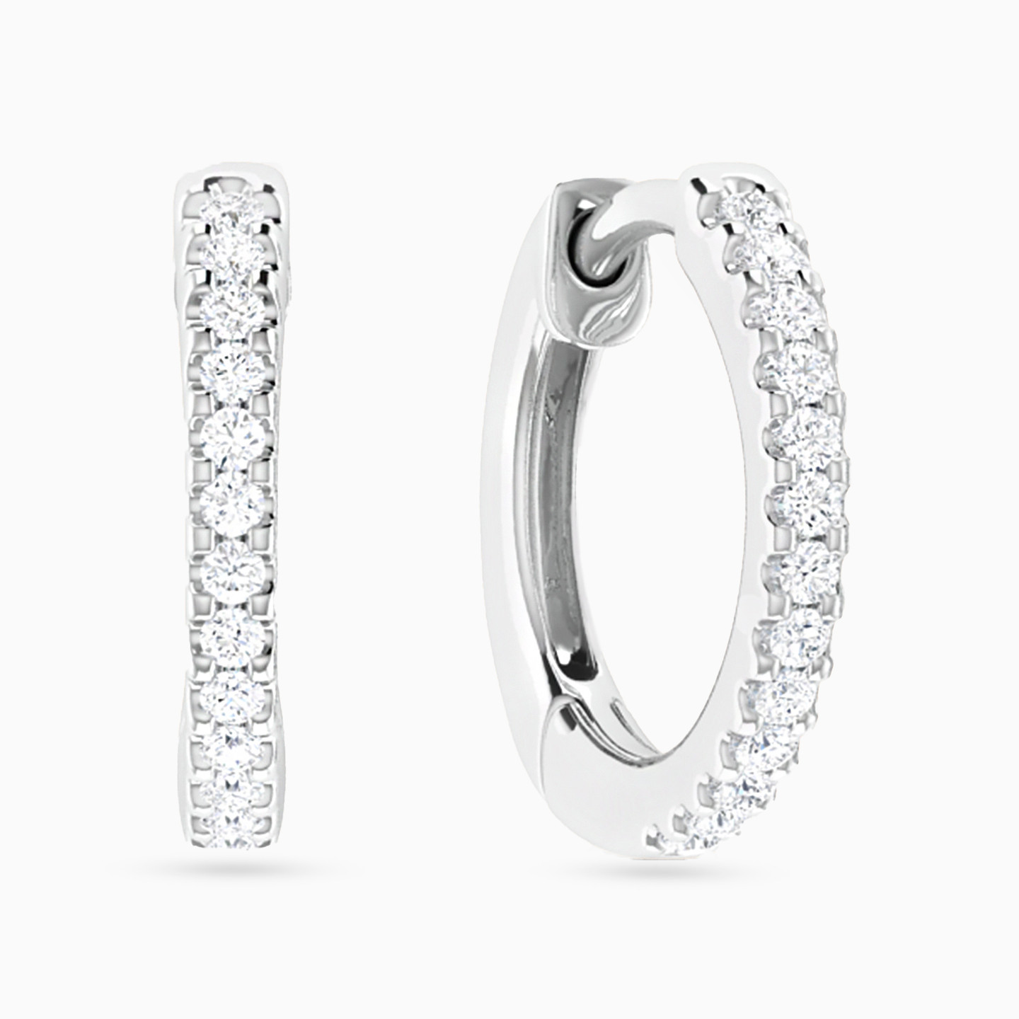 18K Gold Diamond Hoop Earrings