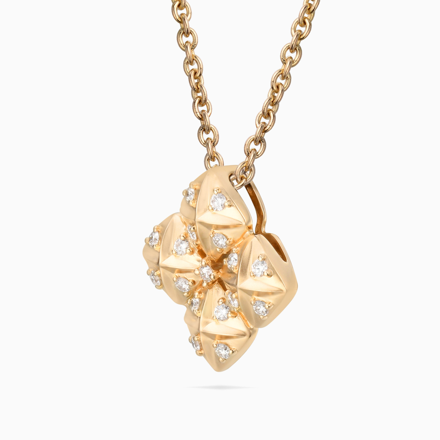 سلسلة ذهب مربعة عيار 18 قيراط مزينة بالألماس   - 2