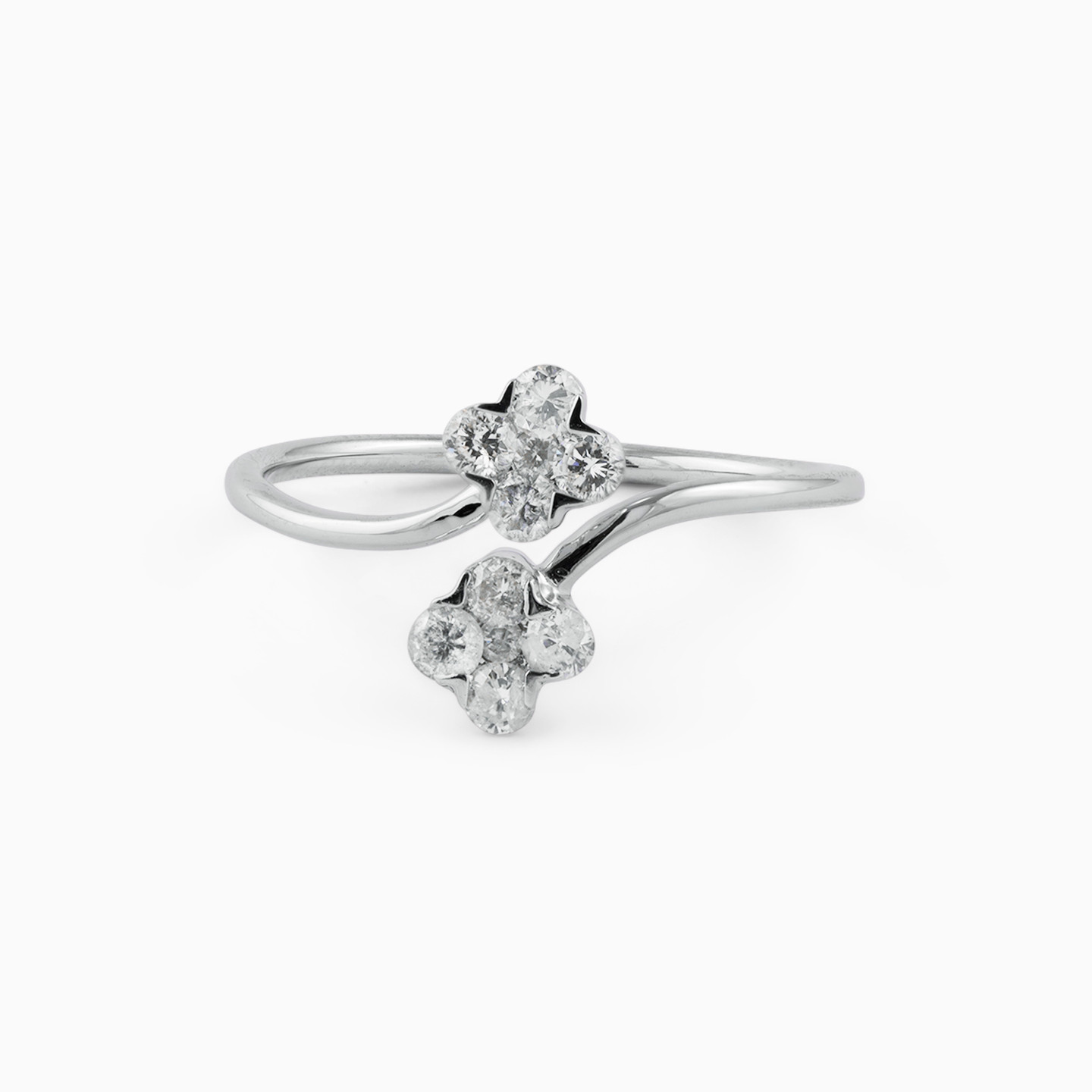 Circle Diamond Two headed Ring in 18K Gold - 3 Circle Diamond Two headed Ring in 18K Gold - 3