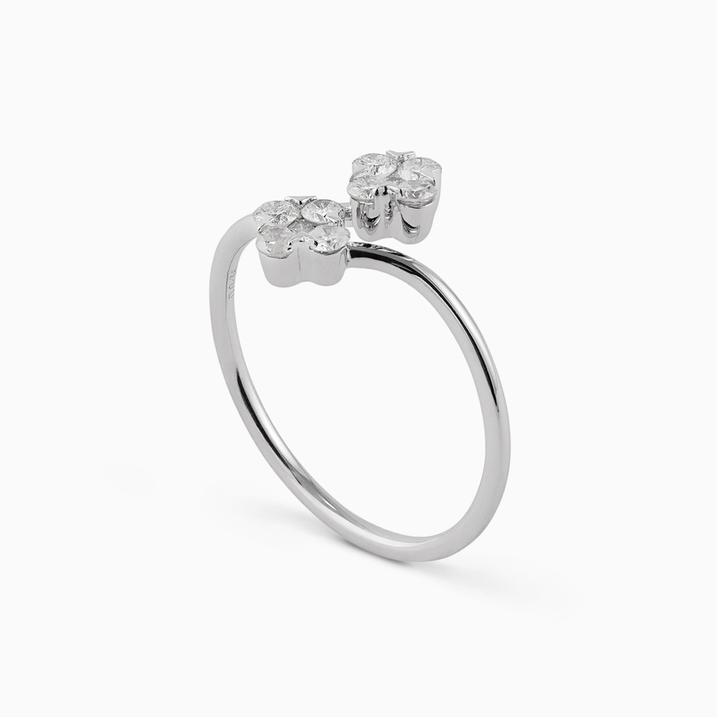 Circle Diamond Two headed Ring in 18K Gold - 2 Circle Diamond Two headed Ring in 18K Gold - 2