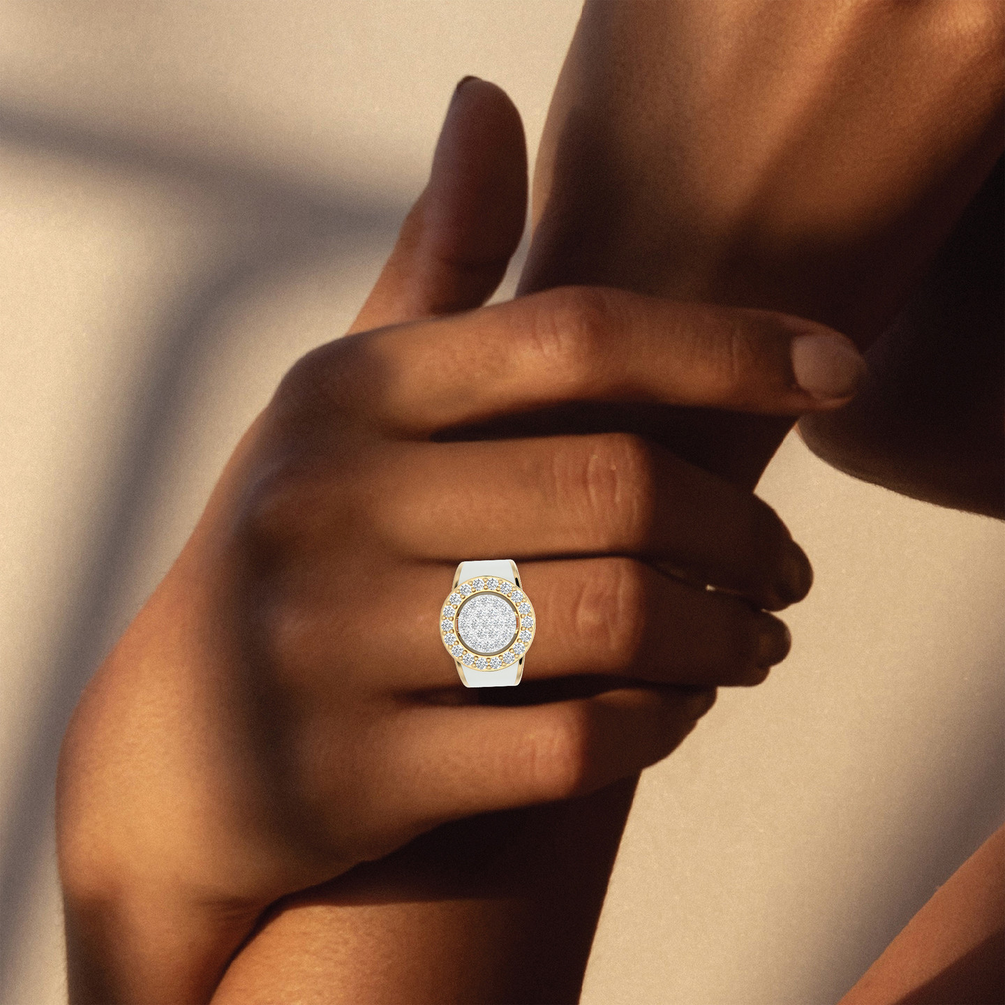 Circle Diamond & Enamel Coated Ring in 18K Gold - 4 Circle Diamond & Enamel Coated Ring in 18K Gold - 4