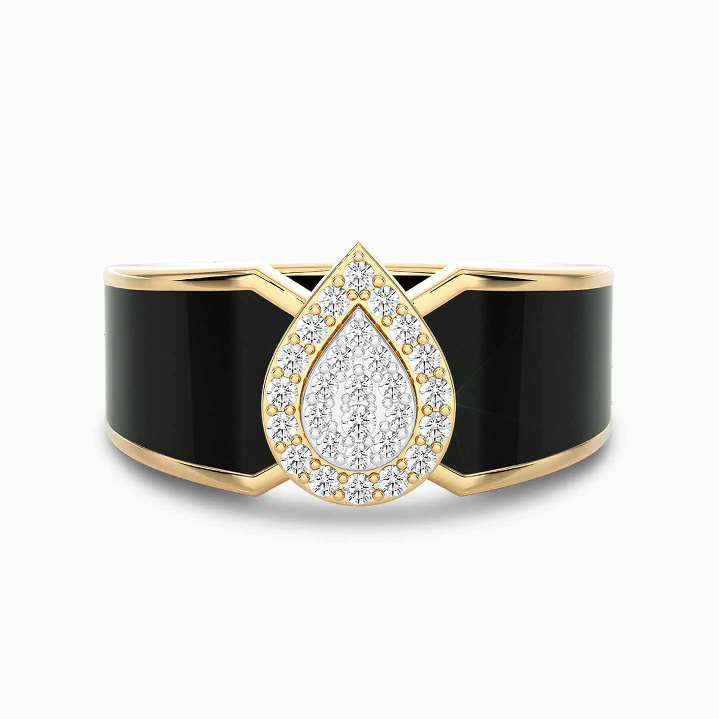 Pear Diamond & Enamel Coated Ring in 18K Gold Pear Diamond & Enamel Coated Ring in 18K Gold