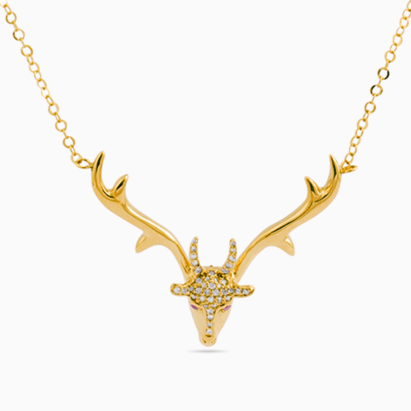 سلسلة ذهب غزال عيار 18 قيراط مزينة بالألماس وحجر وردي سلسلة ذهب غزال عيار 18 قيراط مزينة بالألماس وحجر وردي