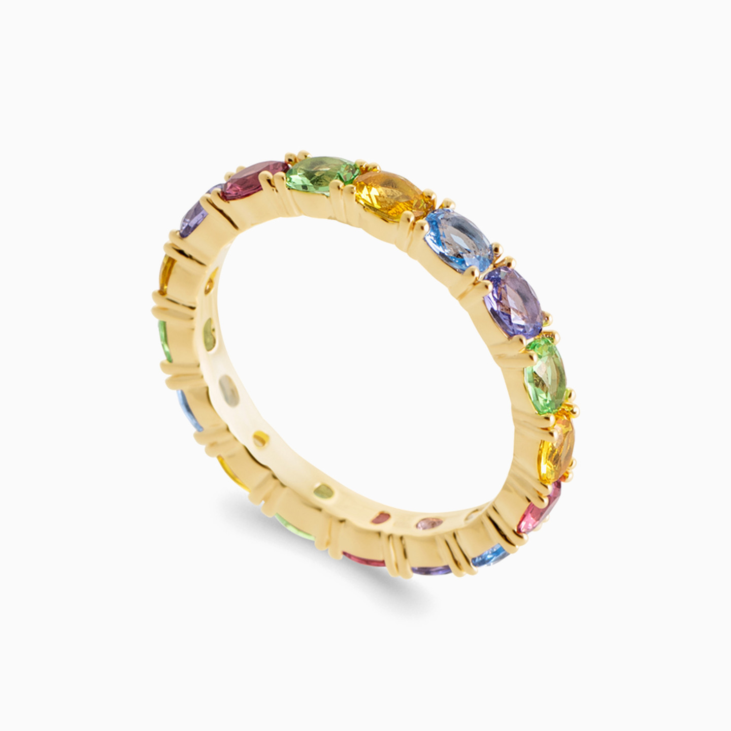 Oval Colored Stones Gold Plated Ring Oval Colored Stones Gold Plated Ring