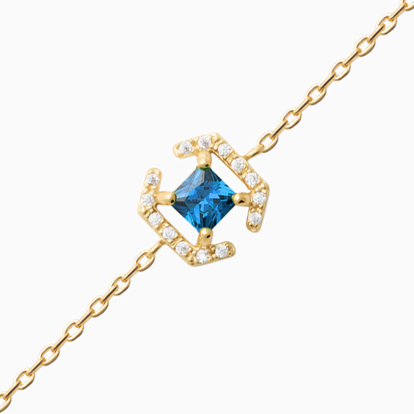 Gold Plated Colored Stones Chain Bracelet - 2