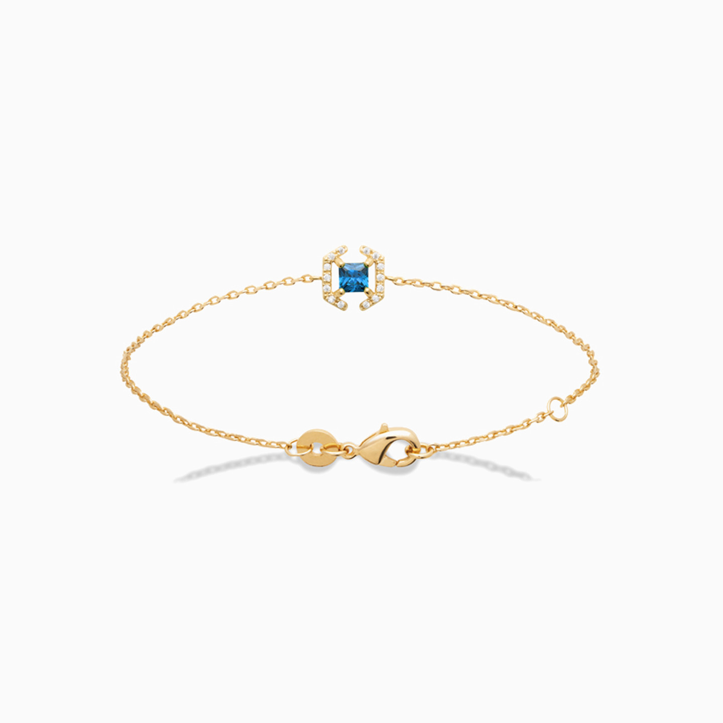 Gold Plated Colored Stones Chain Bracelet