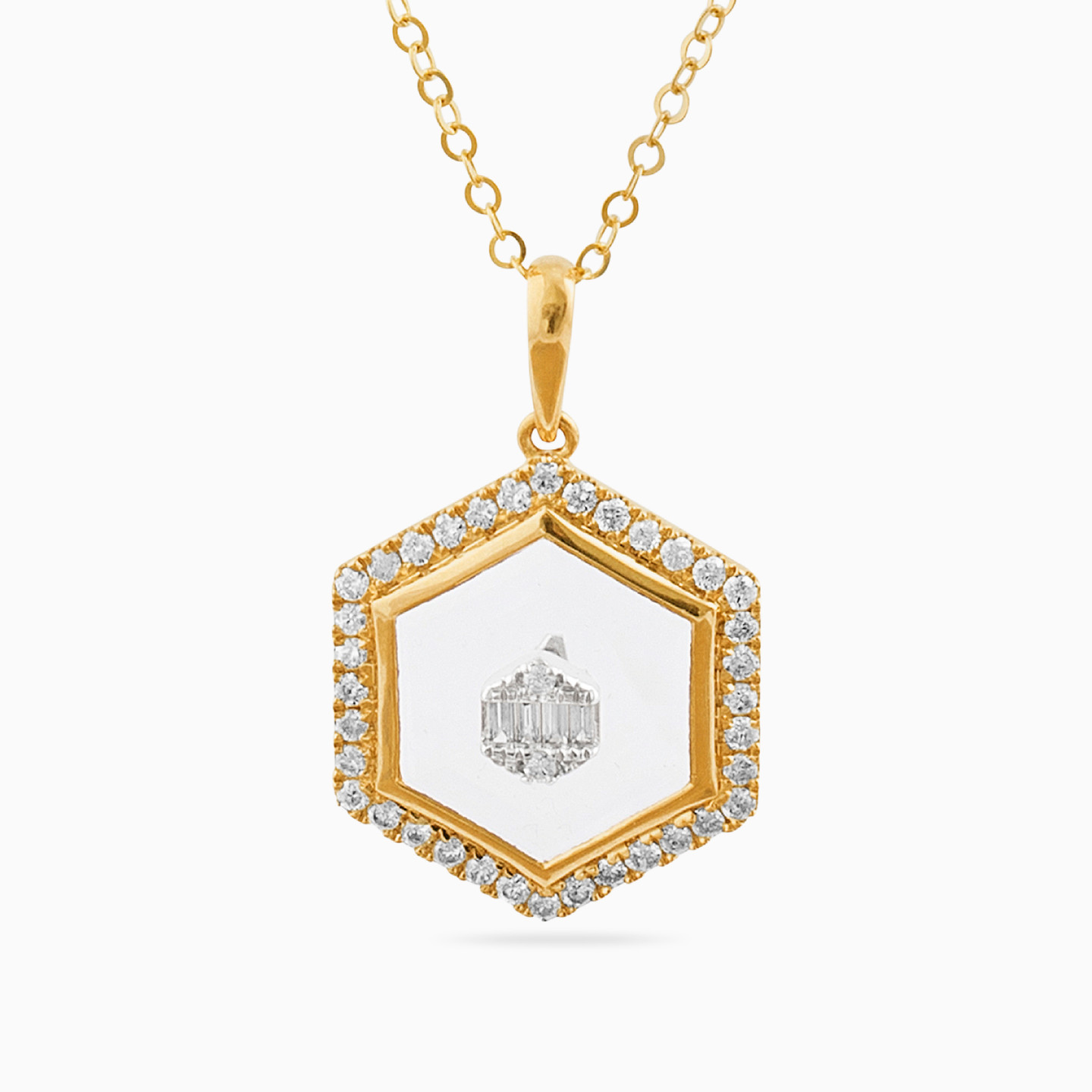 Hexagon Diamond Necklace in 18K Gold Hexagon Diamond Necklace in 18K Gold