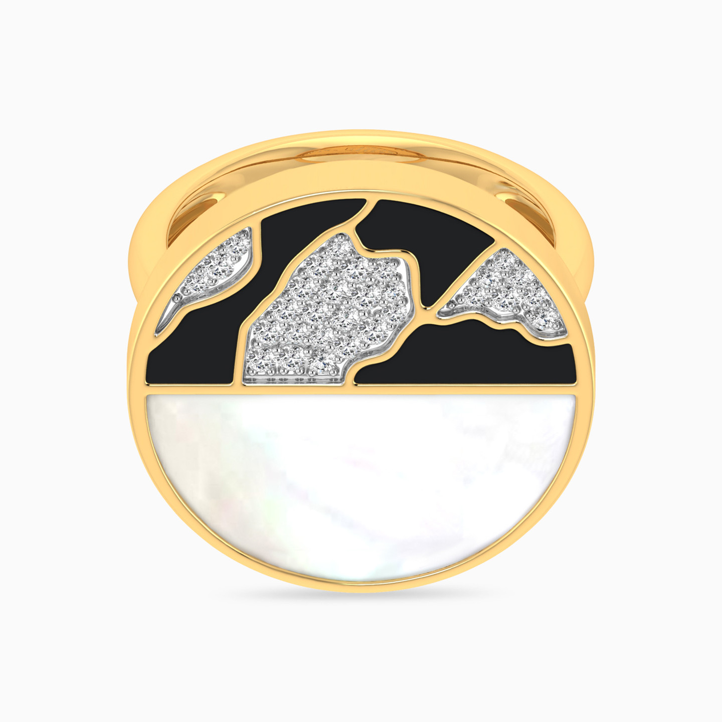 18K Gold Diamond & Pearls Statement Ring