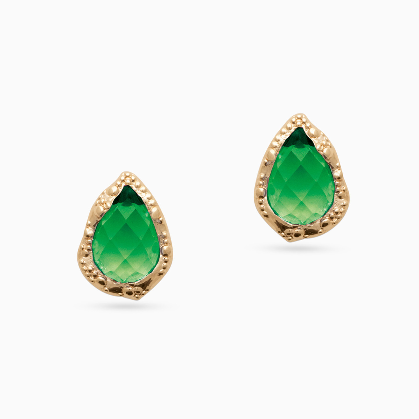 Gold Plated Colored Stones Stud Earrings