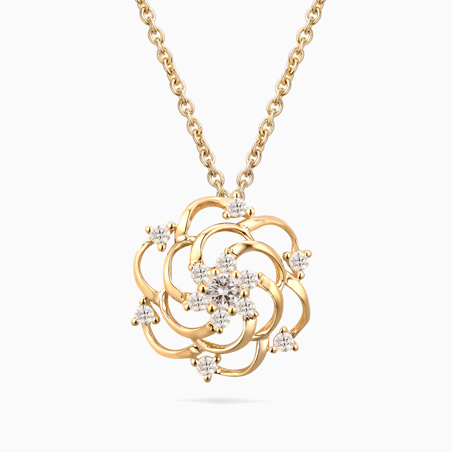 Flower Diamond Necklace in 18K Gold