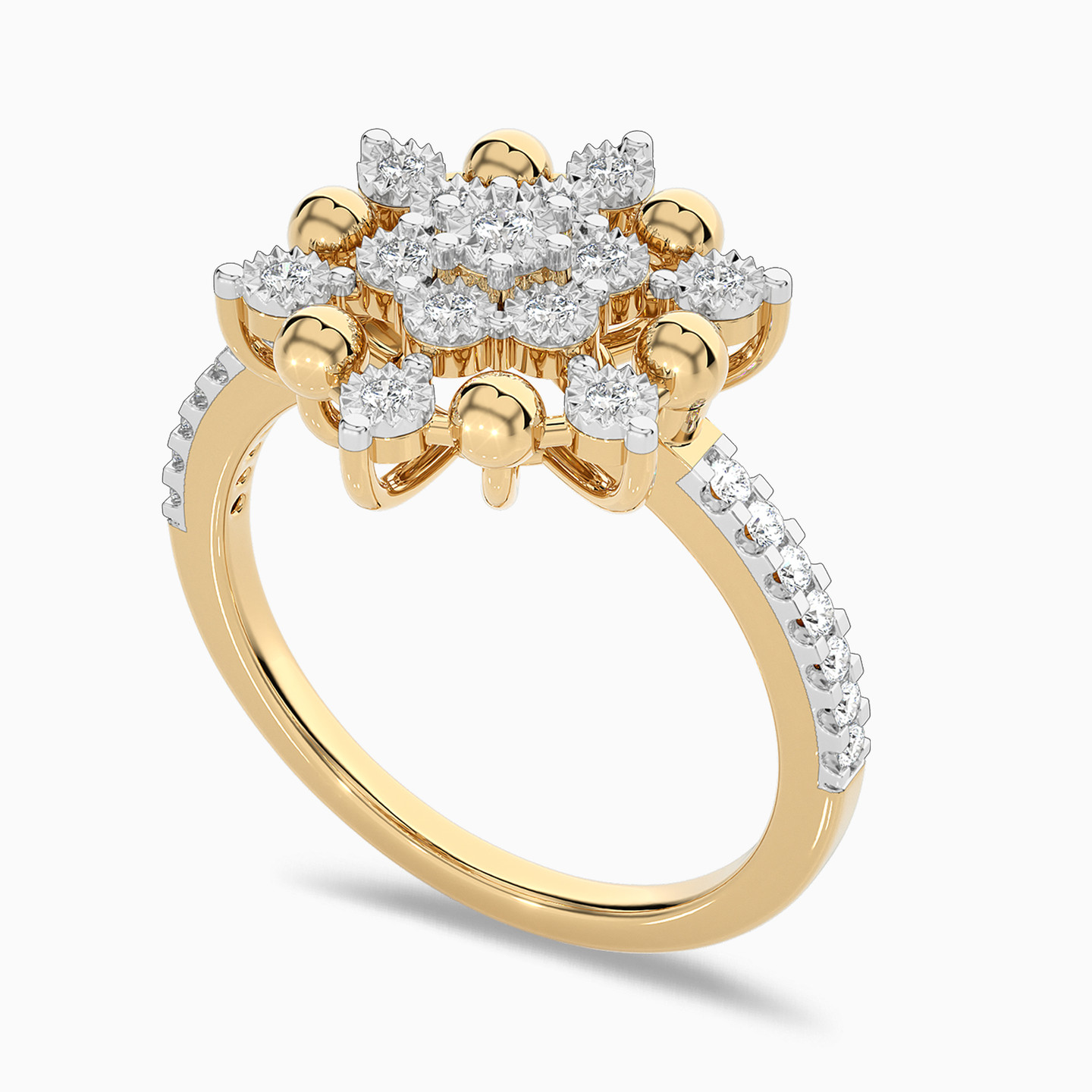 Flower Diamond Ring in 18K Gold - 3 Flower Diamond Ring in 18K Gold - 3