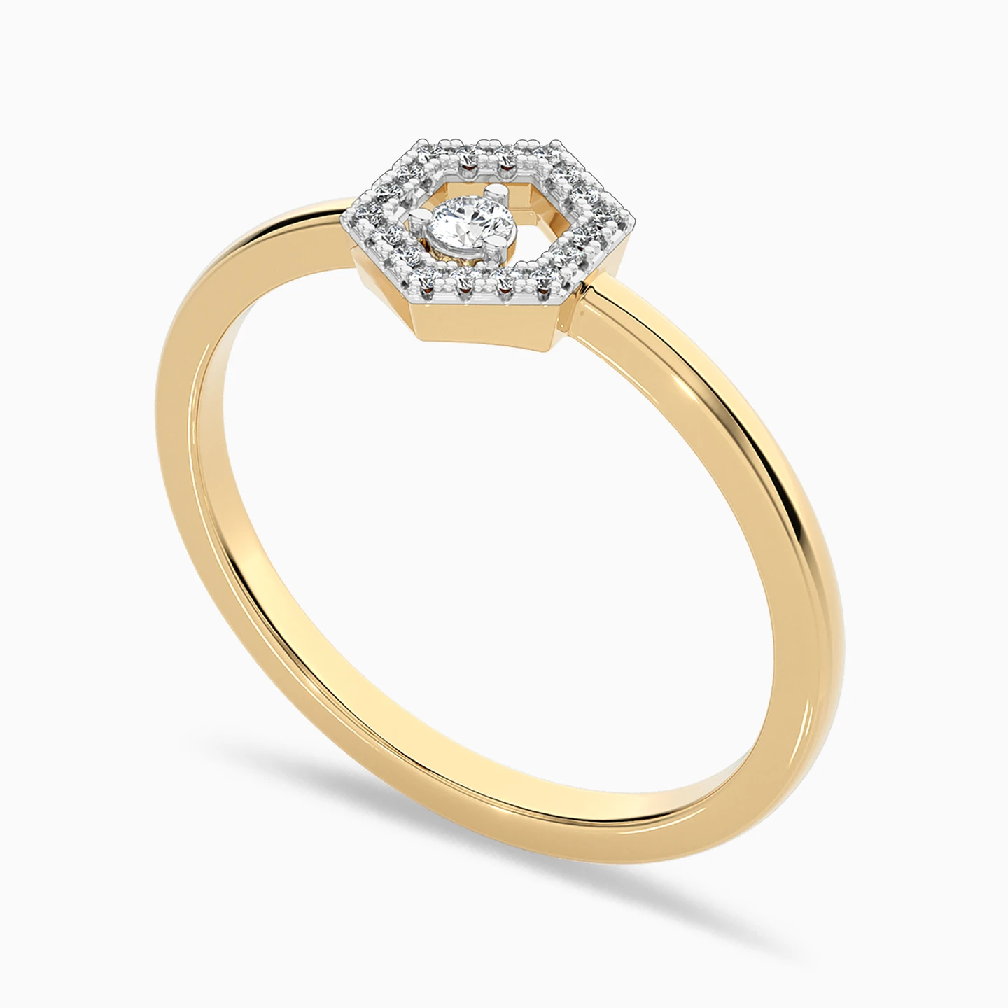 Hexagon Diamond Ring in 18K Gold - 4 Hexagon Diamond Ring in 18K Gold - 4