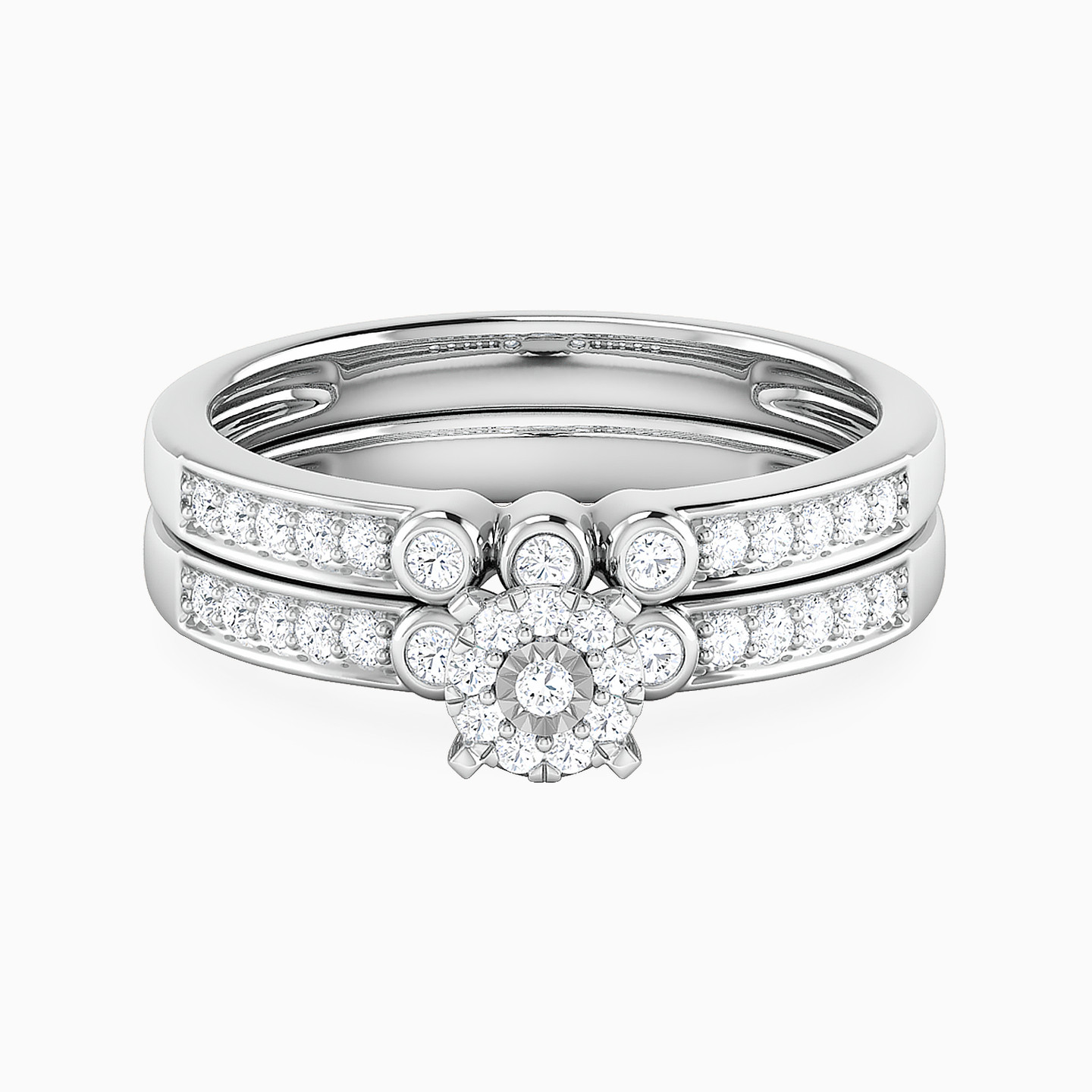 Circle Diamond Twin Rings in 18K Gold - 5 Circle Diamond Twin Rings in 18K Gold - 5