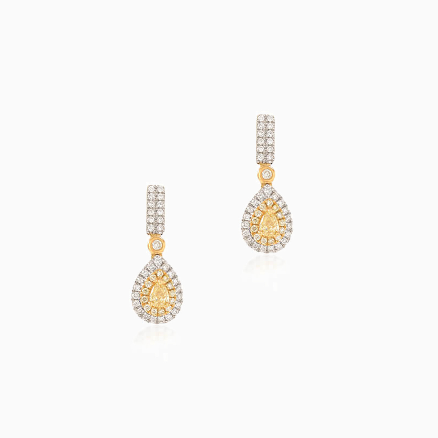 Pear Diamond Drop Earrings in 18K Gold - 2 Pear Diamond Drop Earrings in 18K Gold - 2