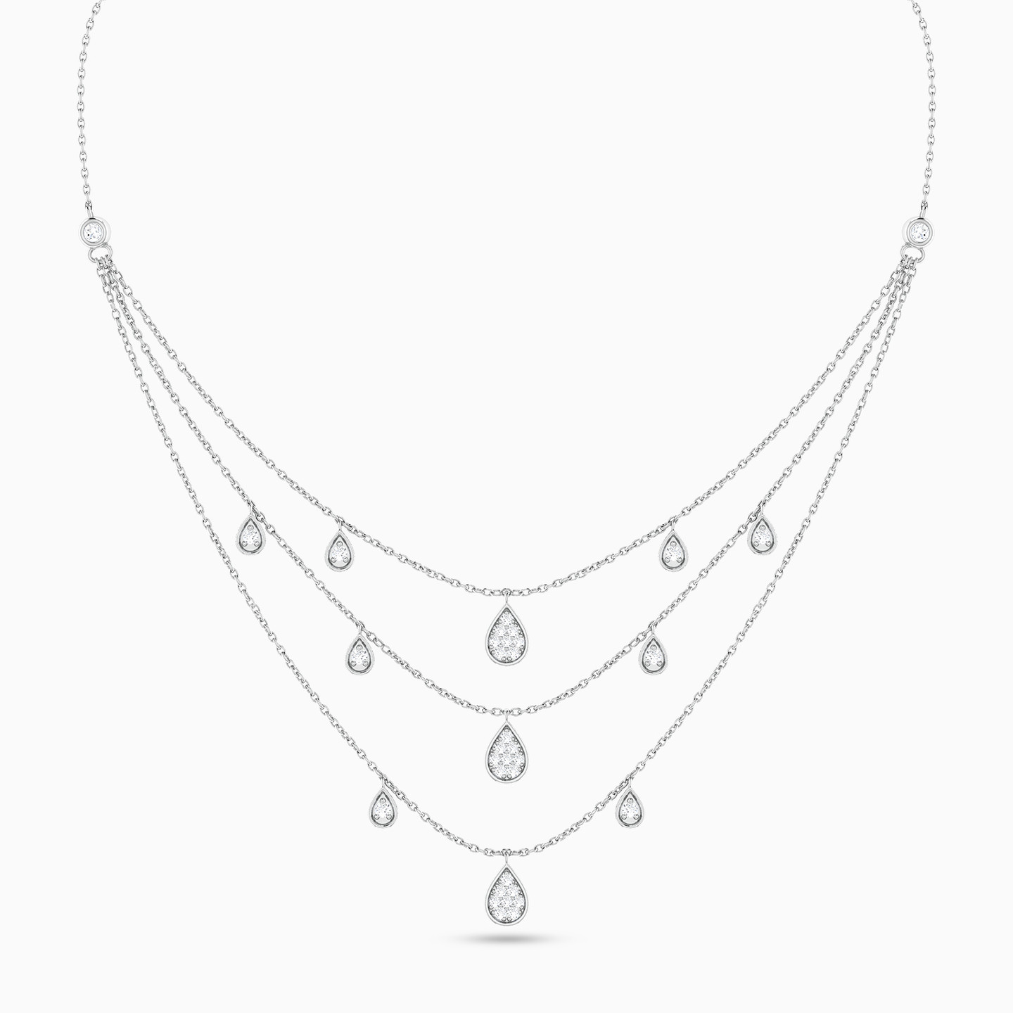 سلسلة طبقات ذهب شكل قطرة عيار 18 قيراط مزينة بالألماس سلسلة طبقات ذهب شكل قطرة عيار 18 قيراط مزينة بالألماس
