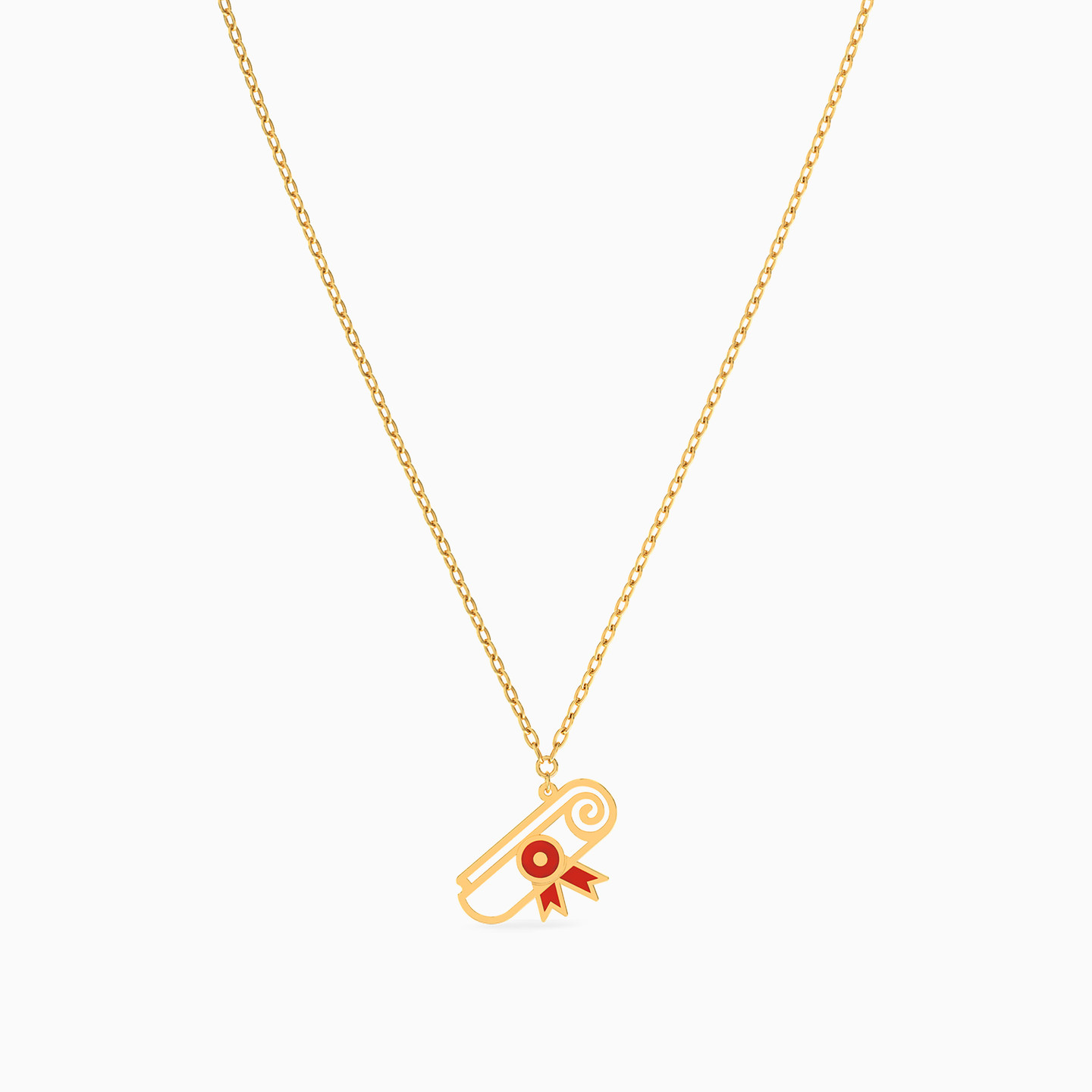 Diploma Enamel Coated Necklace In 18K Gold - 3