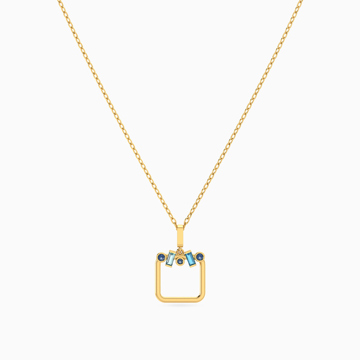 18K Gold Colored Stones Pendant Necklace - 3