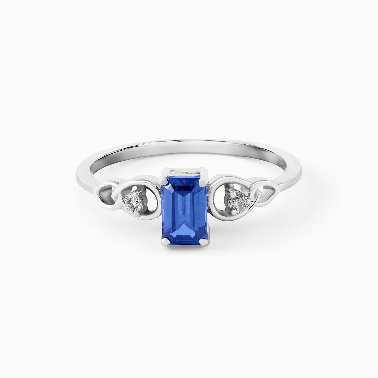 Baguette Diamond & Blue Stone Ring in 18K Gold Baguette Diamond & Blue Stone Ring in 18K Gold